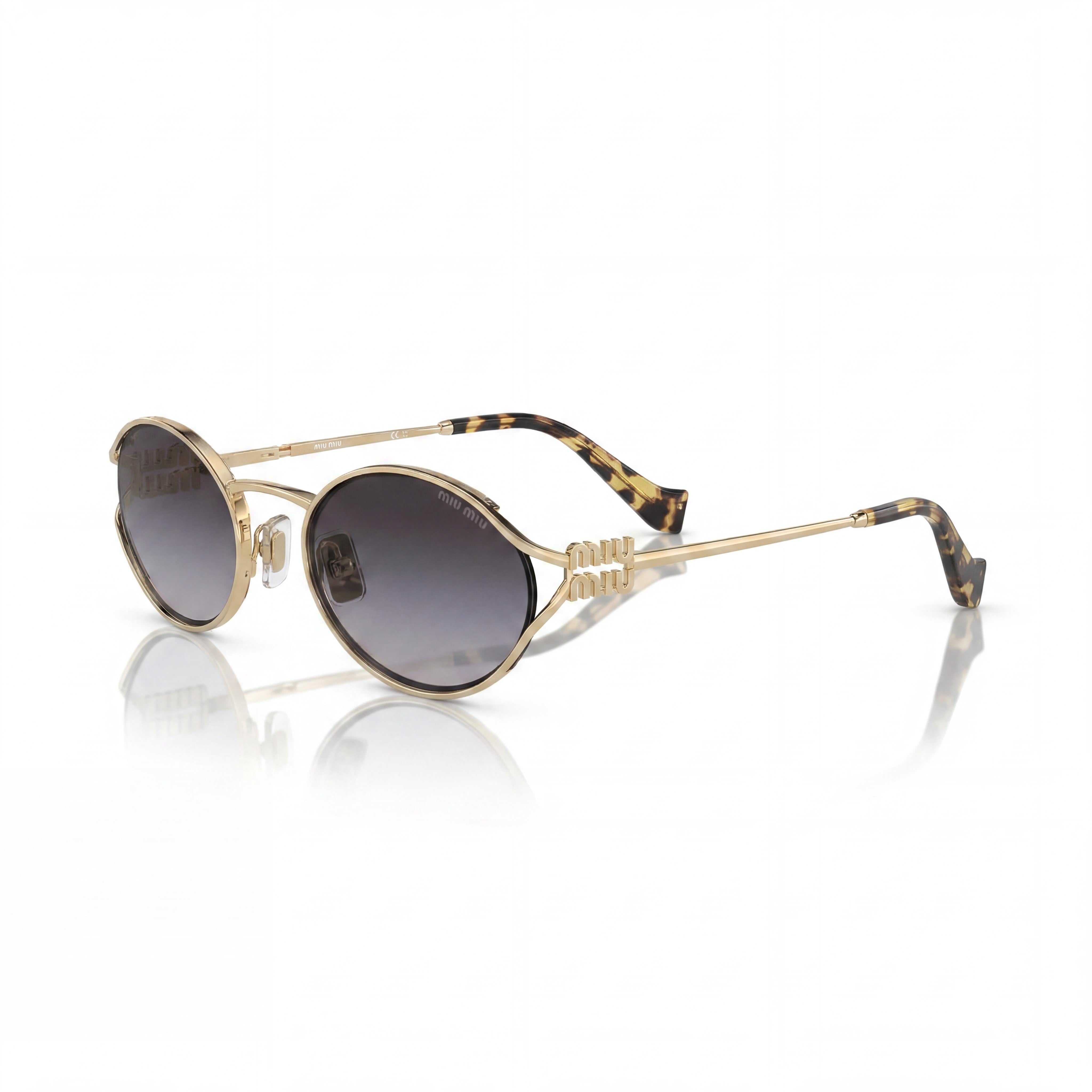 Gafas de sol modernas Miu Miu para mujer en metal multicolor con lentes grises degradadas y protección UV 100 %, Photo 1