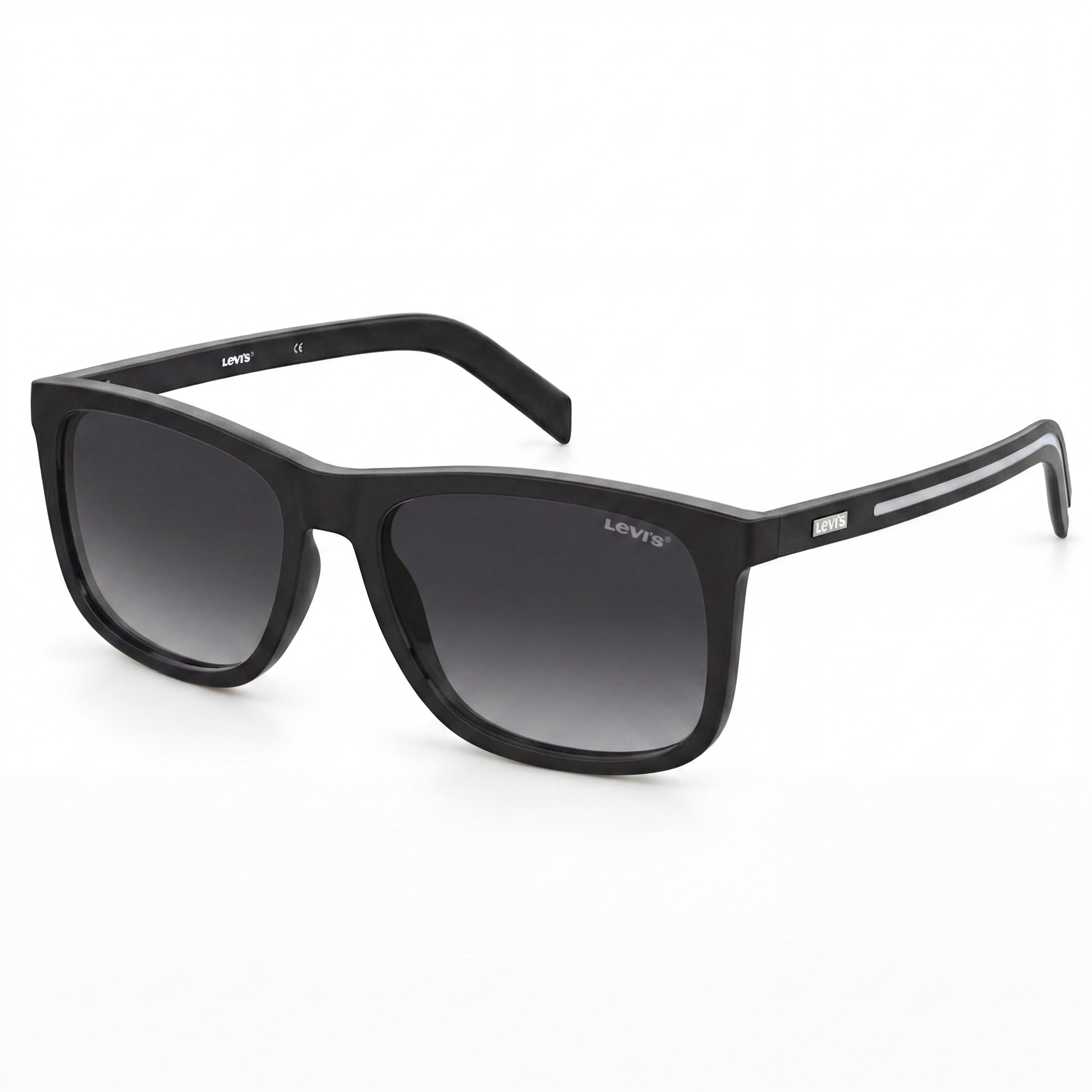 Gafas de sol Levi's modernas para mujer, montura de poliamida ecológica negra con lentes degradadas gris oscuro, ancho de lente de 56 mm, protección UV, Photo 1