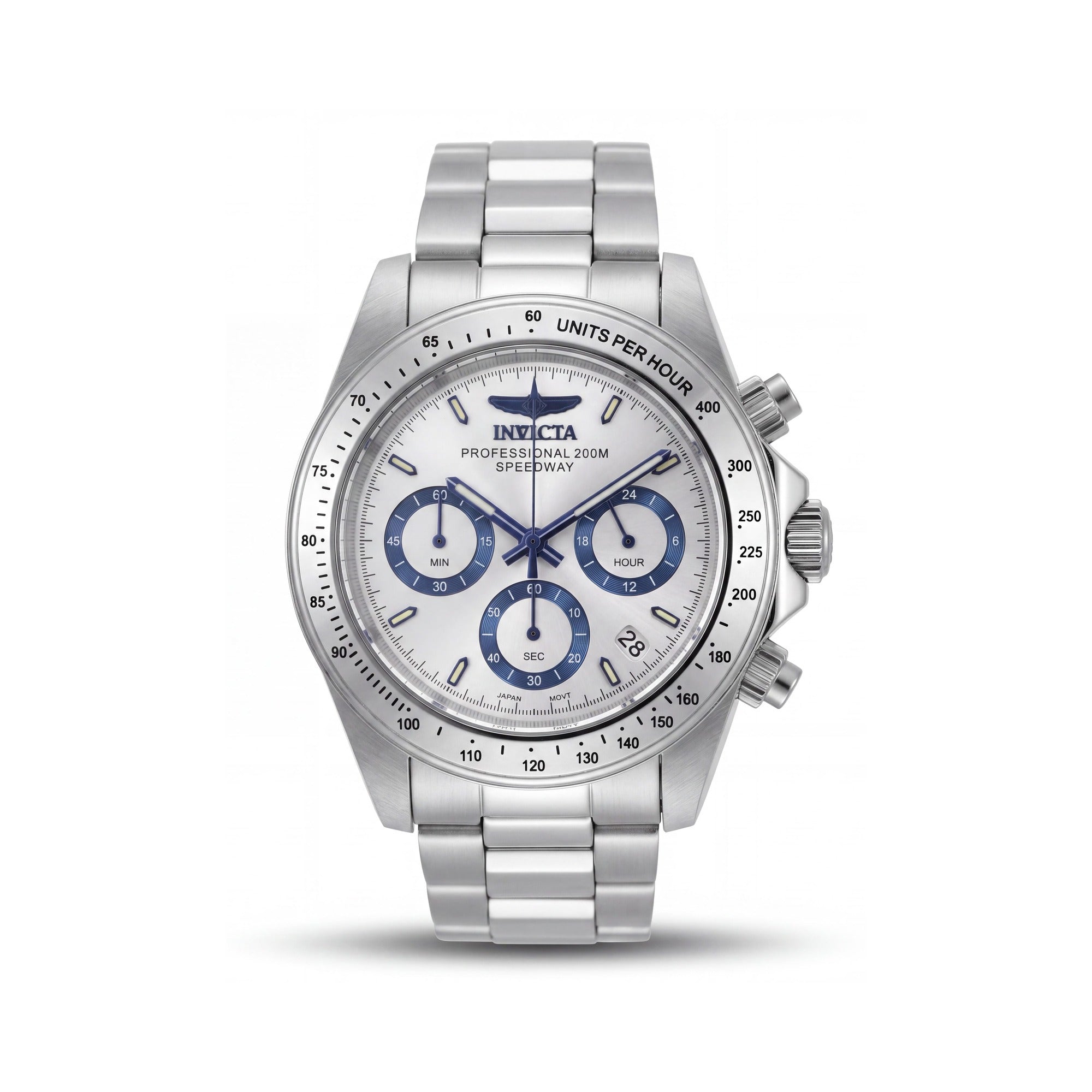 Invicta Speedway Chronograph Quartz Stainless Steel Bracelet Silver Dial Water Resistant Unisex Watch 39.5mm, Photo 1