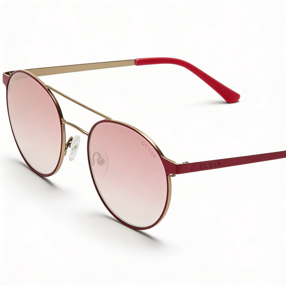 Guess GU3023 74U Unisex Pink Bordeaux Mirror Plastic Frame Rose Gold Gradient Non-Polarized UV Protection 135mm