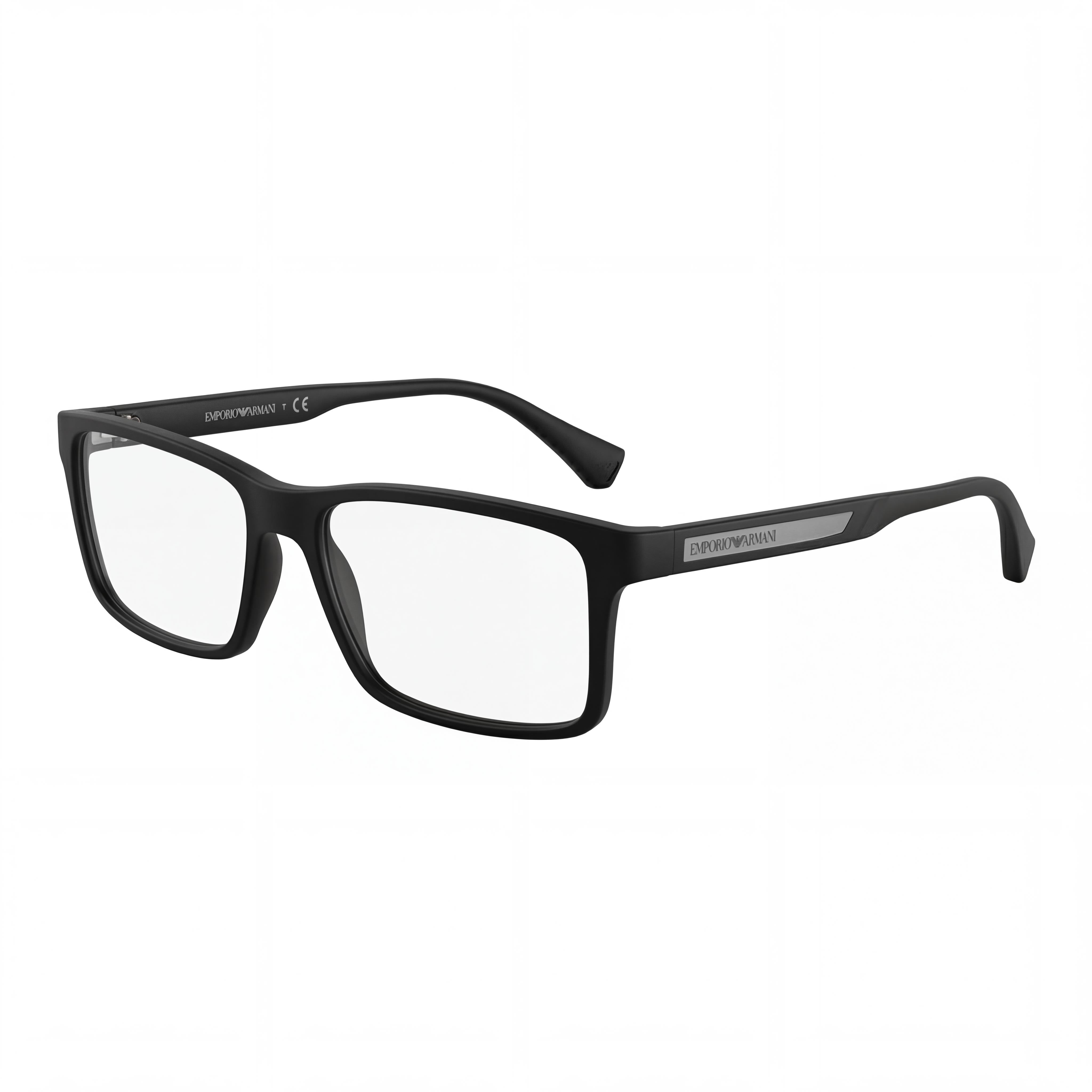 Emporio Armani EA3038 Men's Full Rim Rectangle Plastic Frame Eyeglasses Rubber Black Lens Width 54mm, Photo 1