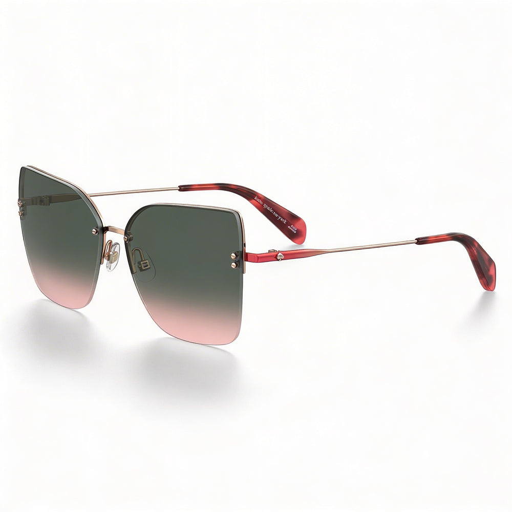 kate spade new york Casual Unisex Red Gold Stainless Steel Rimless Cat Eye Burgundy Gradient Pink 58mm UV Protected Sunglasses