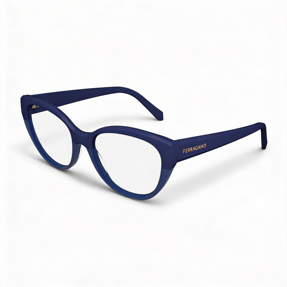 Gafas Ferragamo Sf2970 unisex con montura de acetato azul y lentes de policarbonato azul, tamaño 53 mm
