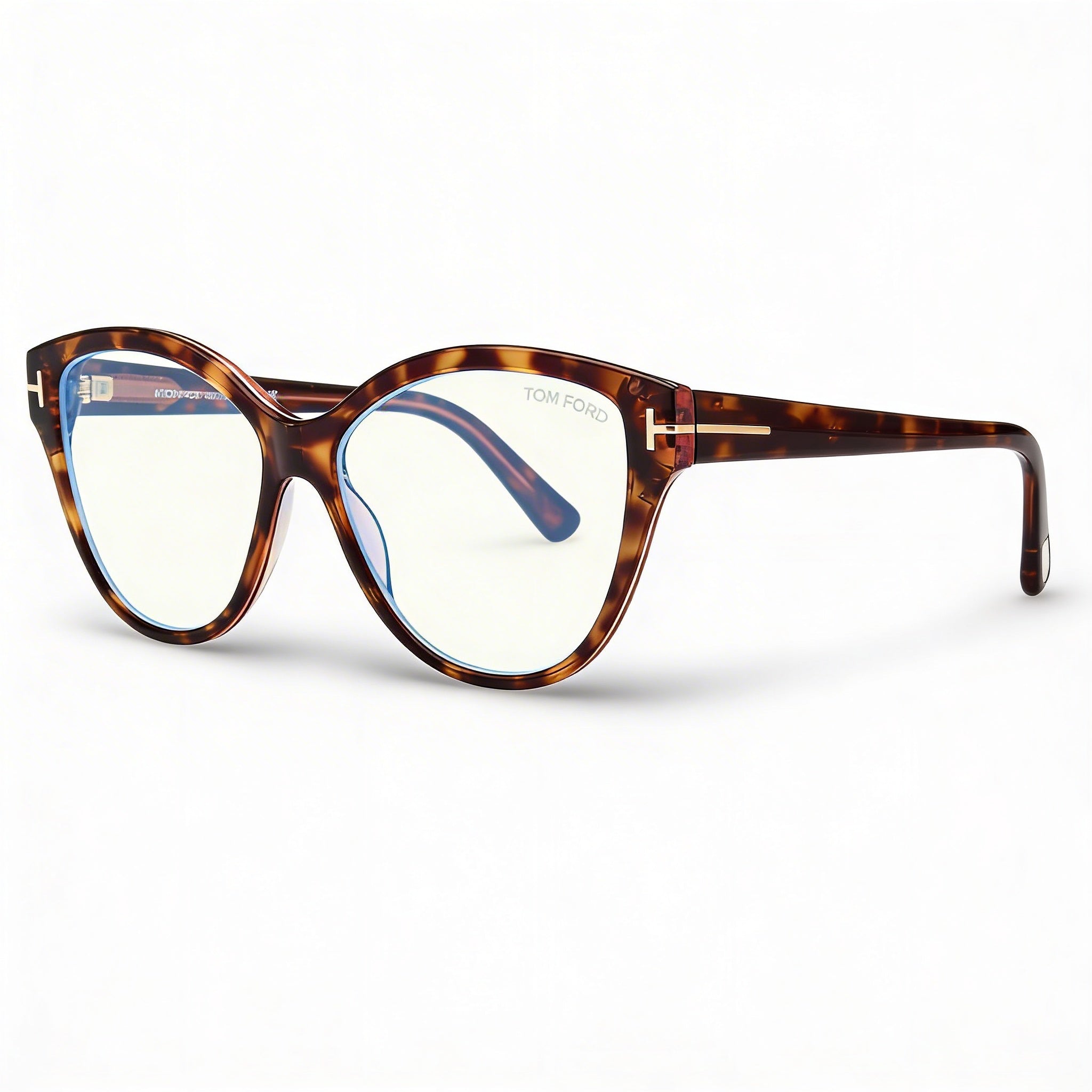 Tom Ford FT5954-B Women's Cat Eye Blue Light Block Plastic Eyeglasses Colored Havana 54mm, Photo 1