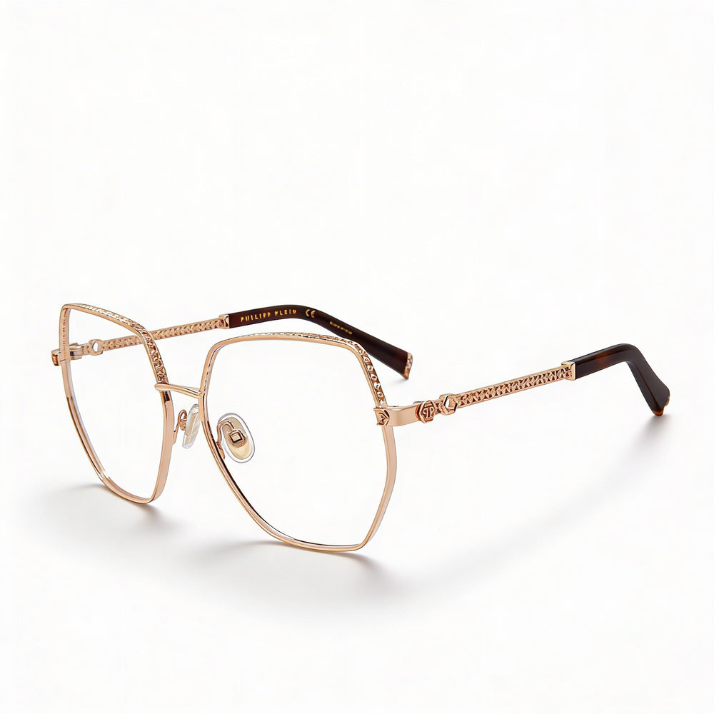 Gafas de lujo Philipp Plein Vpp054s para hombre con diseño óptico contemporáneo, montura en cobre dorado, 57-15-135 mm