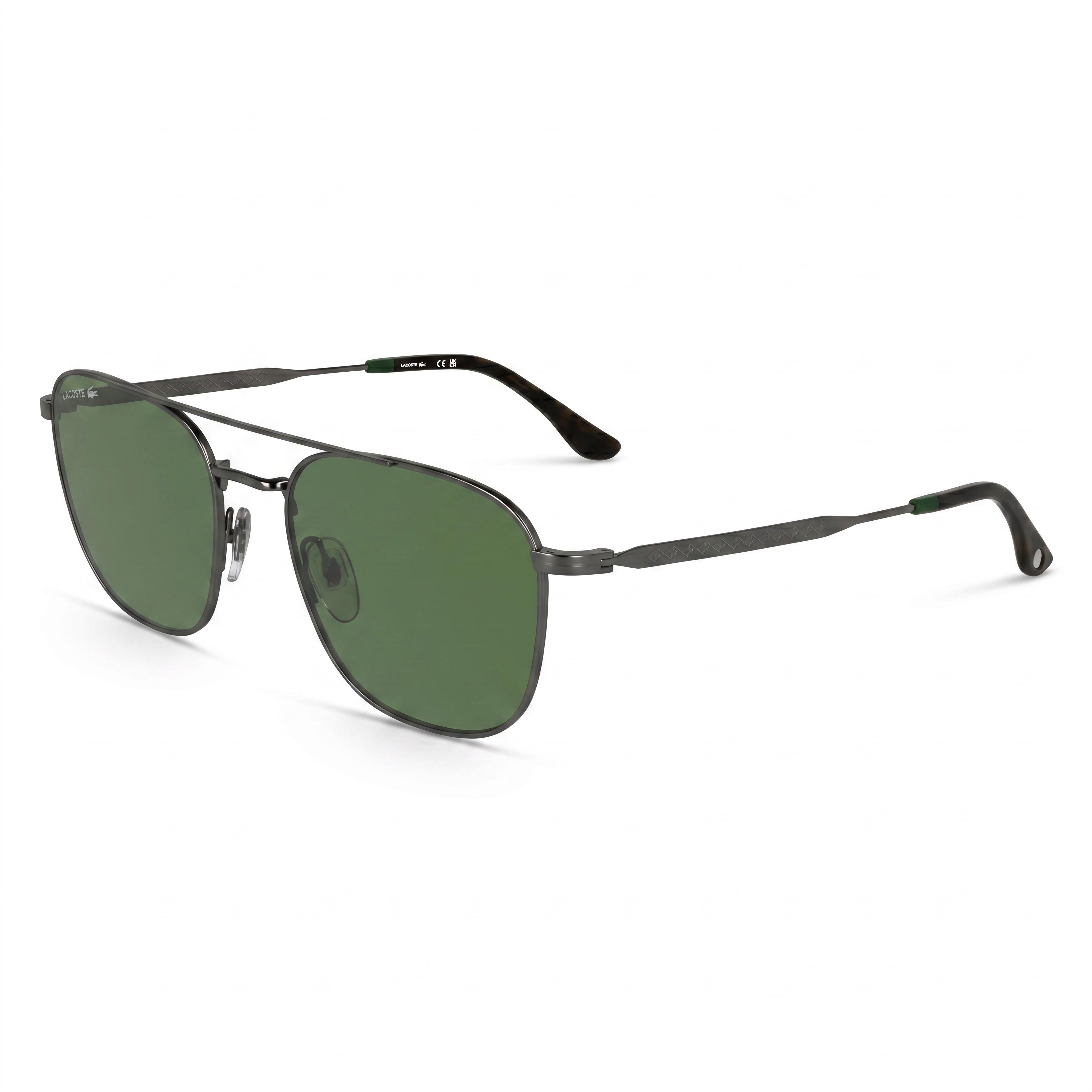 Gafas de sol unisex Lacoste con montura metálica, lentes verde sólido y protección UV de 55 mm, Photo 1