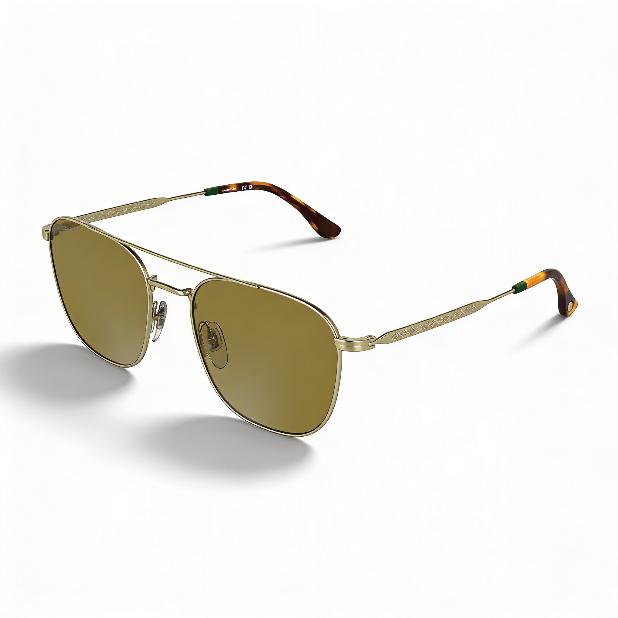 Gafas de sol informales Lacoste de metal dorado para mujer, con montura, color marrón liso, no polarizadas, protección UV, 55 mm, Photo 1