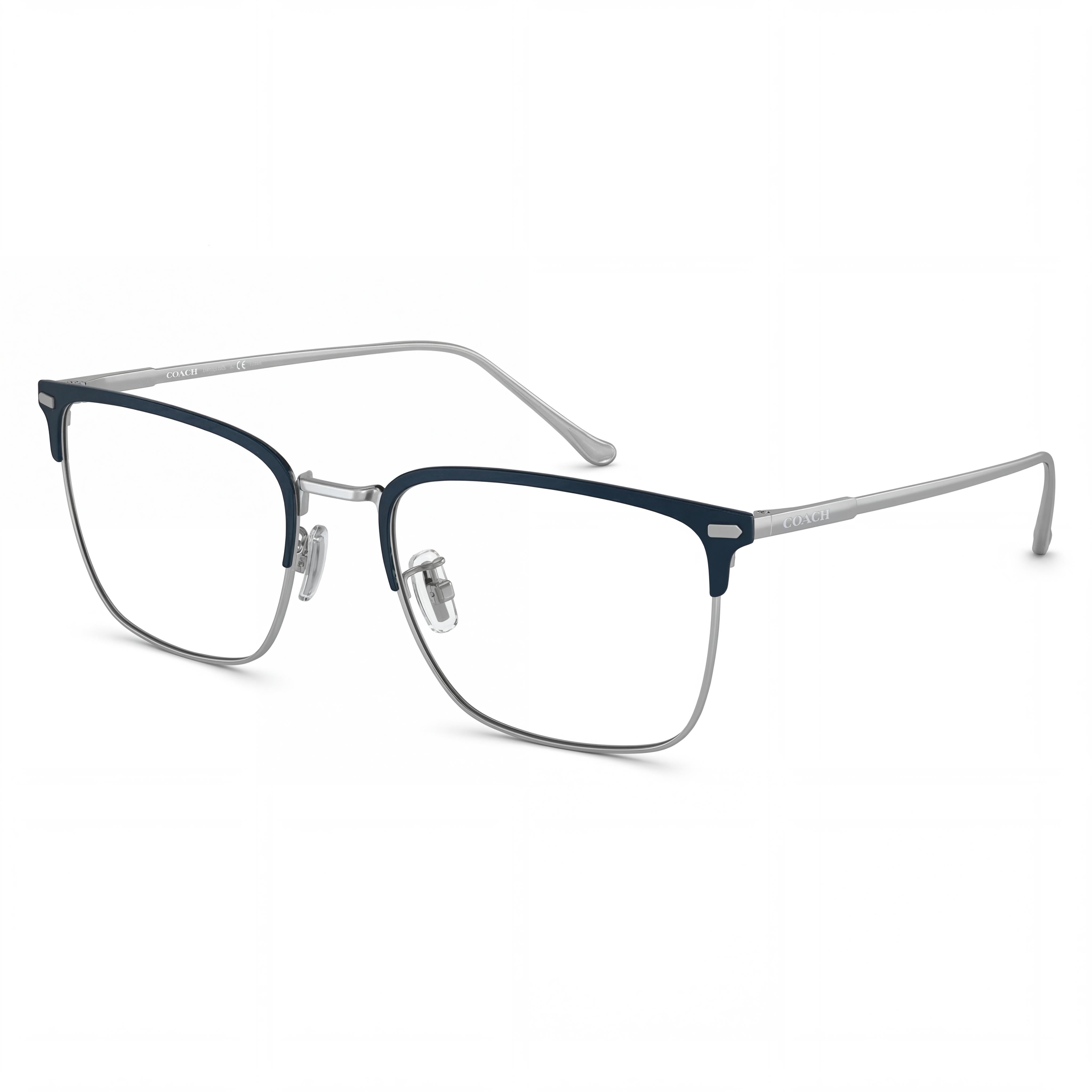 COACH HC5149T Men's Titanium Full Rim Square Eyeglasses Dark Navy Silver 54mm, Photo 1