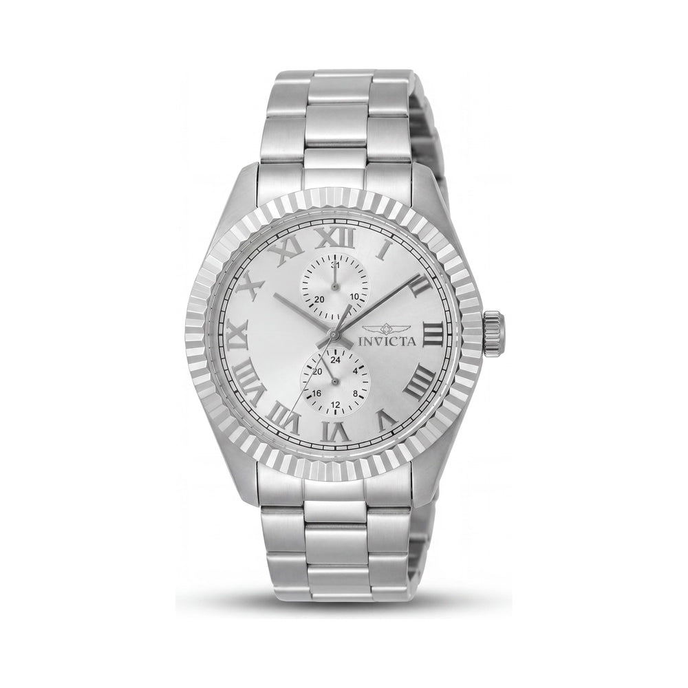 Invicta Specialty 47421 Reloj cronógrafo unisex de acero inoxidable plateado con cristal mineral, resistente al agua 50m, 43mm