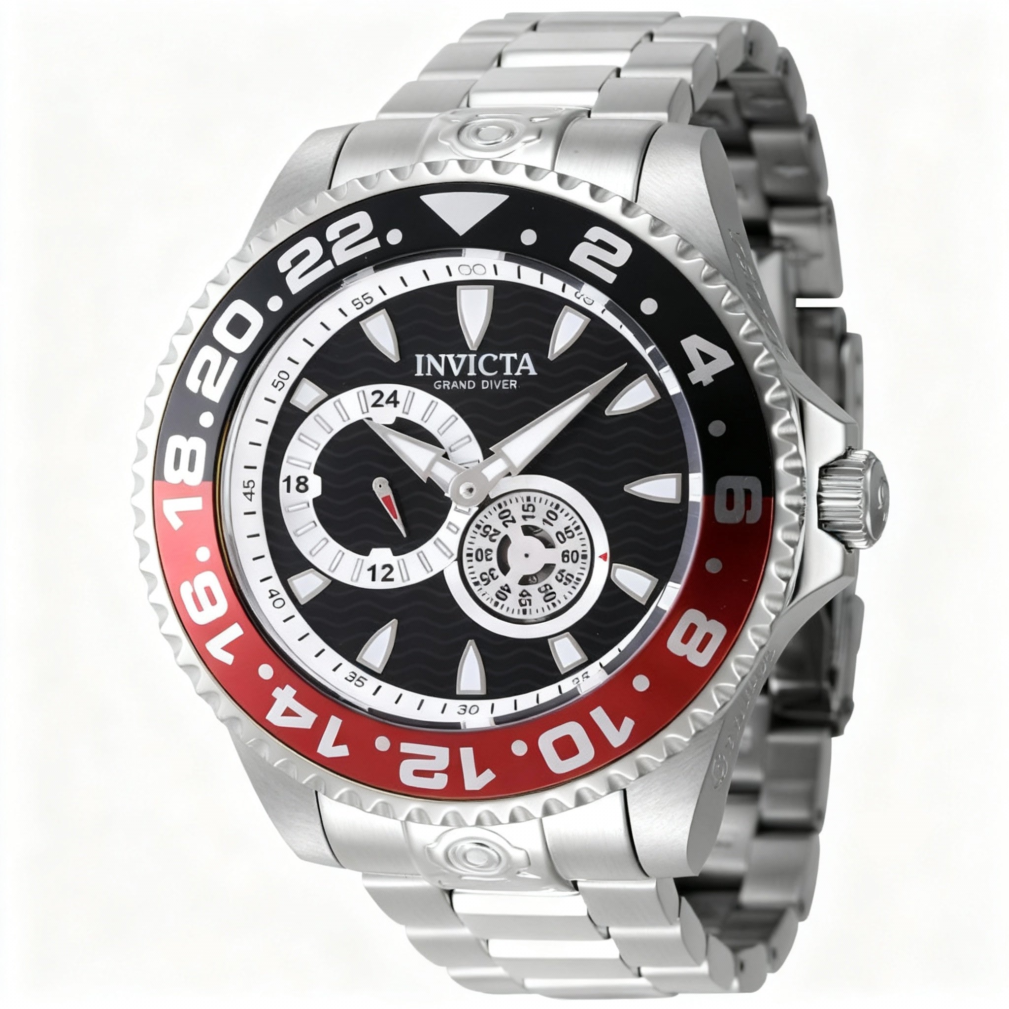 Invicta Grand Diver 47302 Unisex Chronograph Stainless Steel Black Dial Bracelet 47mm