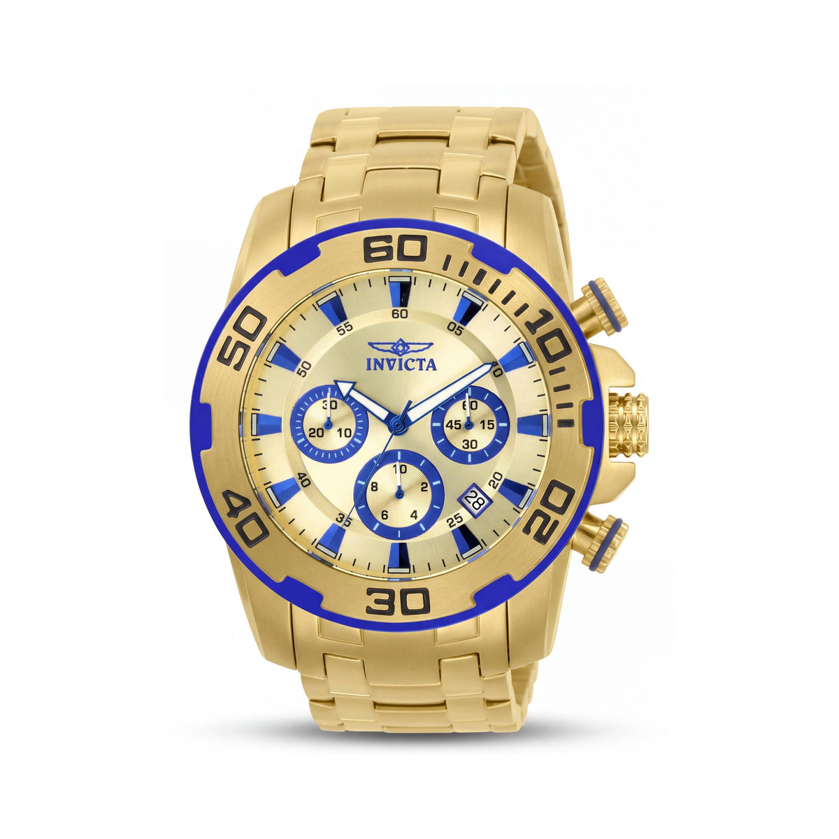 Invicta Men's Bracelet Watch, Gold-Tone Stainless Steel, Chronograph, Glow In The Dark, 50mm, 100m Water Resistant, Photo 1