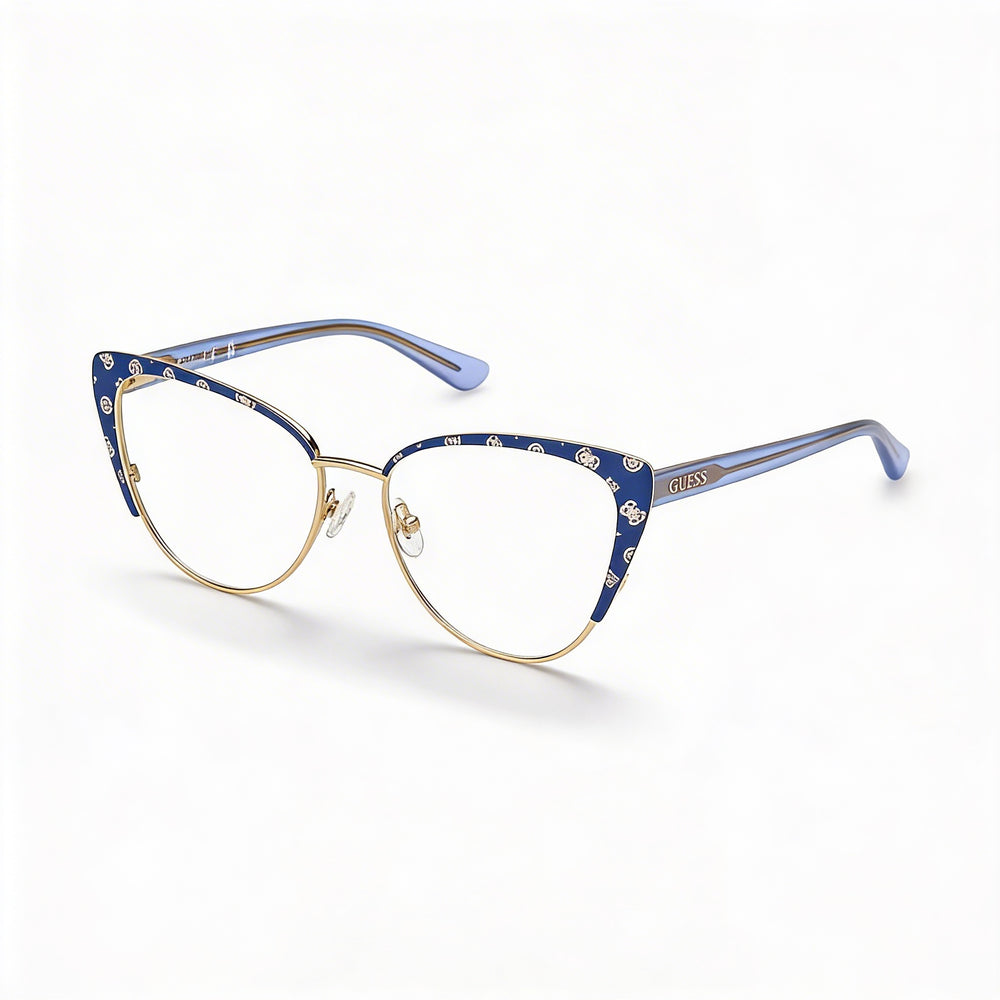 Gafas GUESS Gu50121 para mujer, de metal, polarizadas, con lentes multicolor, montura azul mate y azul brillante, 55 mm