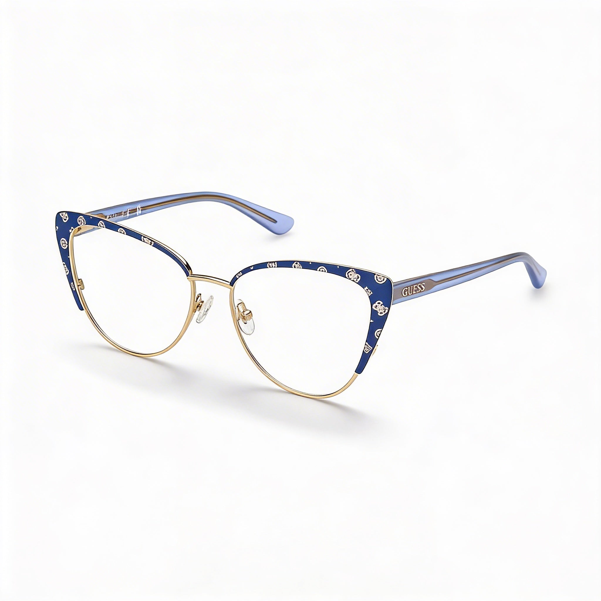 Gafas GUESS Gu50121 para mujer, de metal, polarizadas, con lentes multicolor, montura azul mate y azul brillante, 55 mm, Photo 1