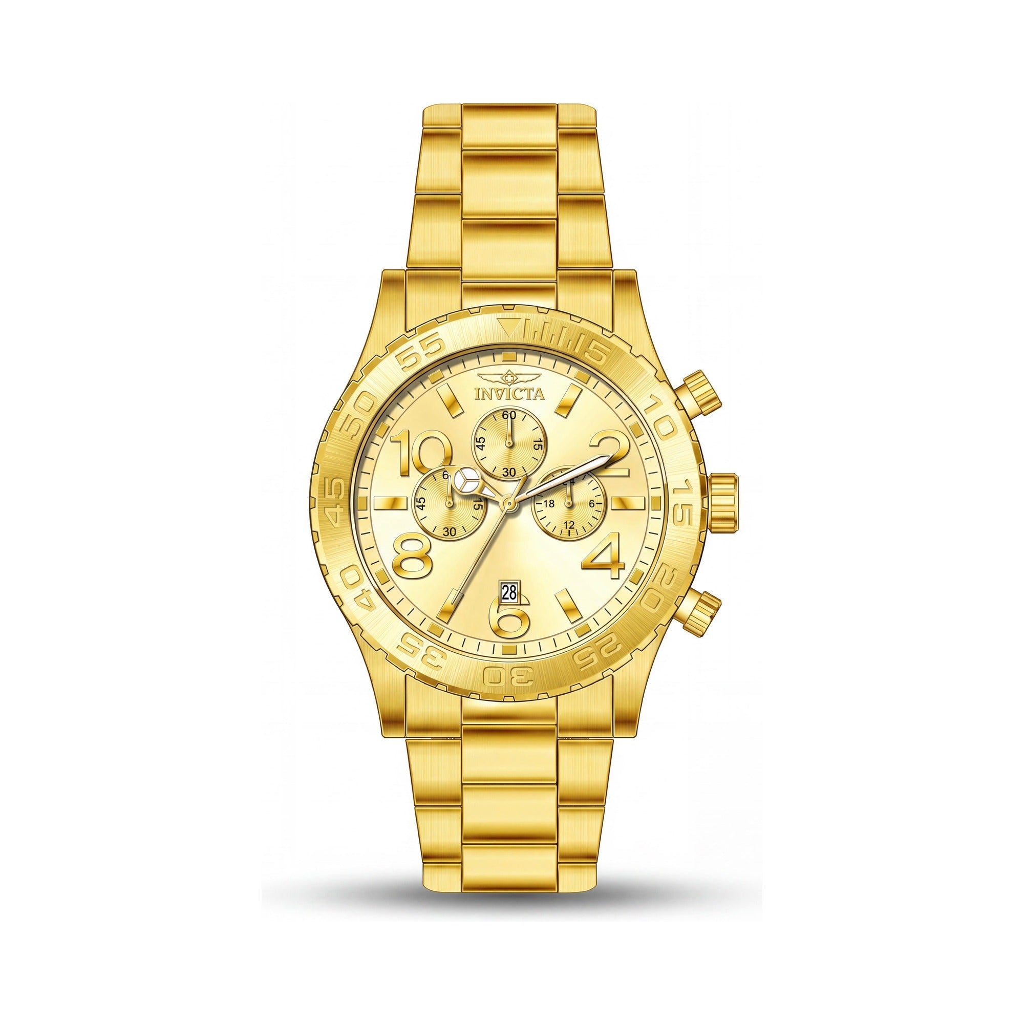 Reloj Invicta de Hombre con Brazalete, Chapado en Oro de 18K, Acero Inoxidable, Esfera Tono Dorado, Redondo, Cronógrafo, Resistente al Agua, Photo 1