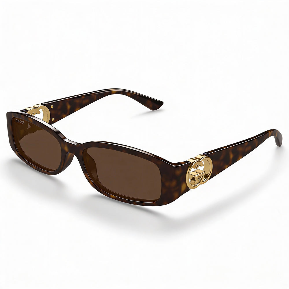 Gucci Gg1661s 002 Women's Rectangular Havana Plastic Non-Polarized Sunglasses 54mm