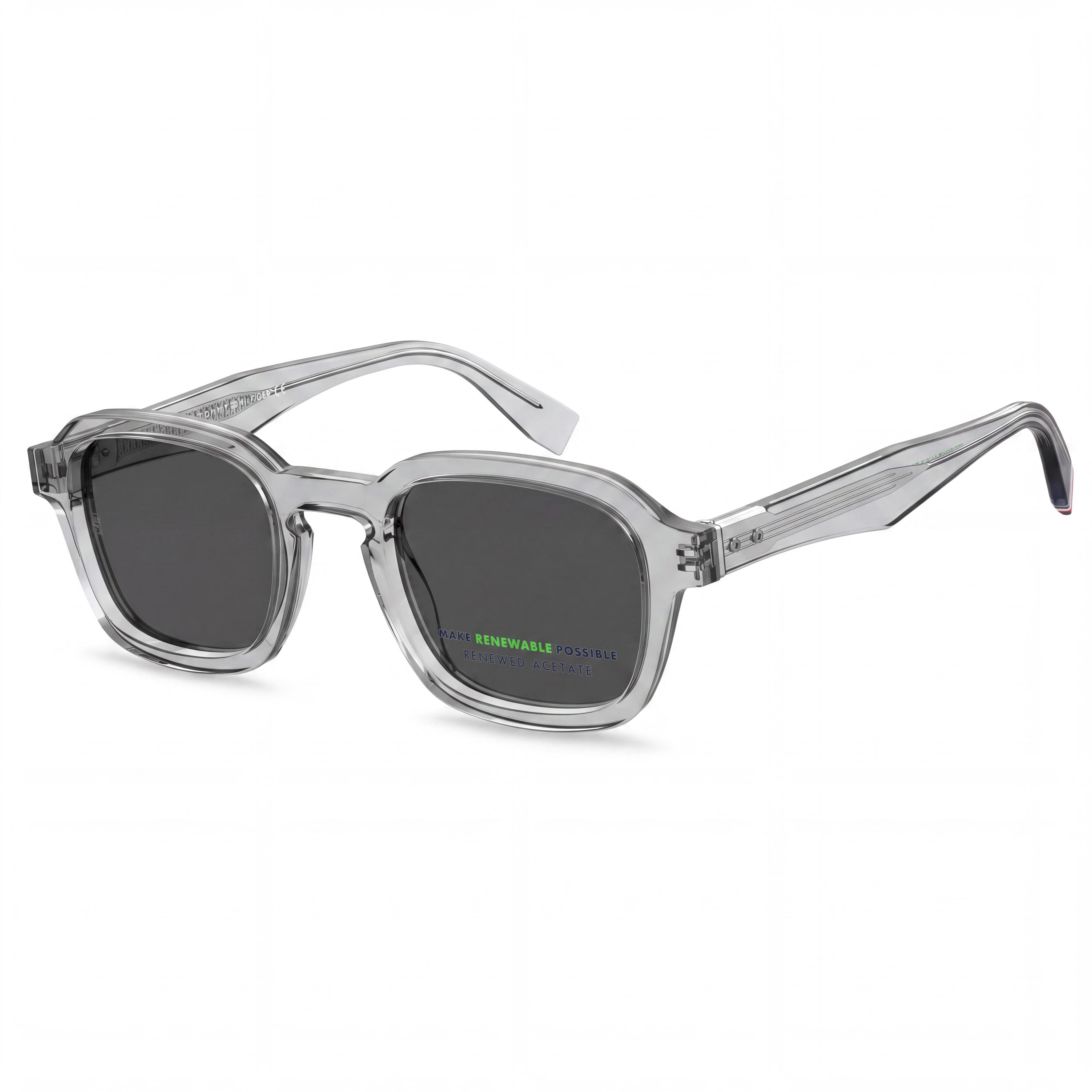 Tommy Hilfiger Men’s Modern Preppy Silver Grey Stainless Steel Non-Polarized UV Protection Sunglasses 49mm, Photo 1
