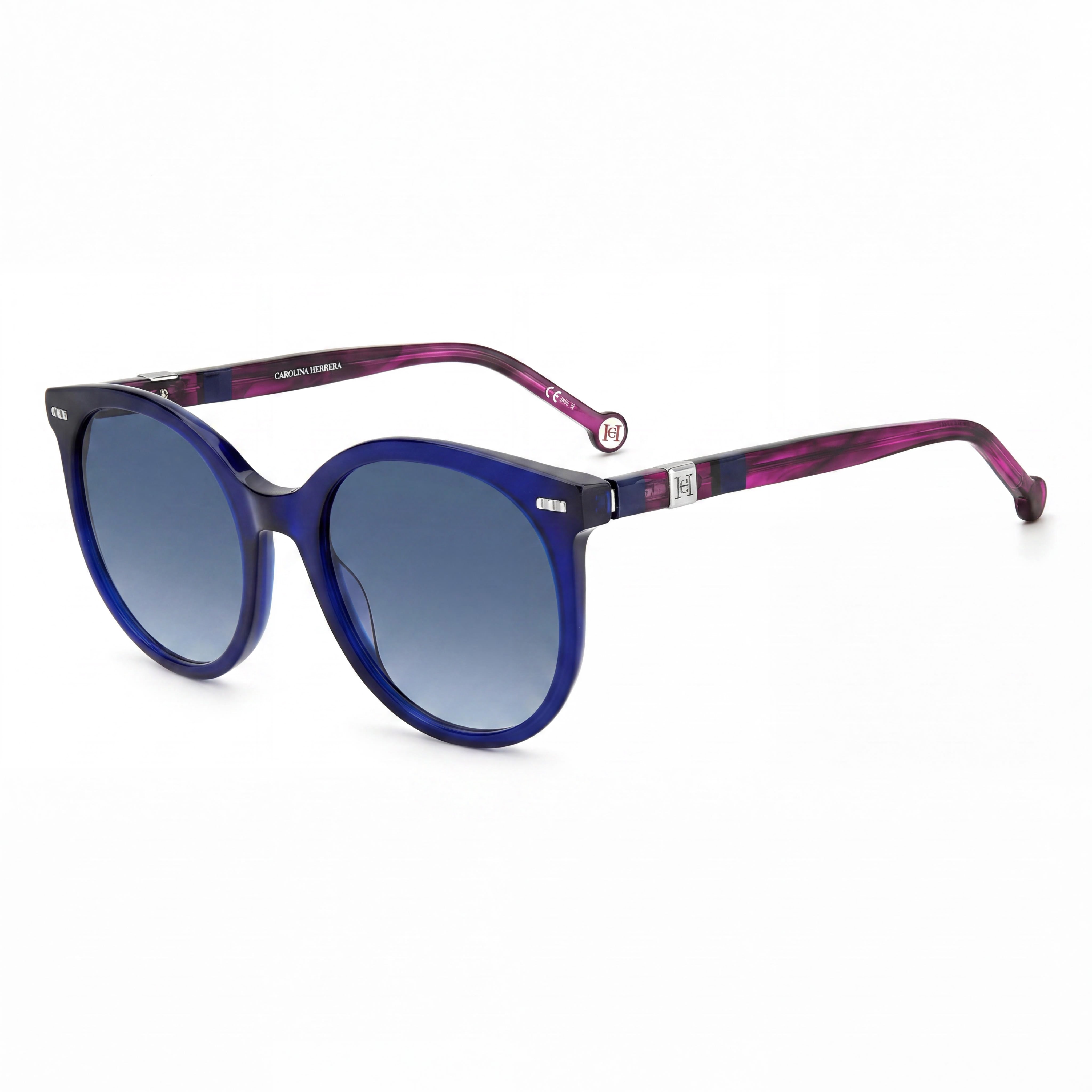 Gafas de sol Carolina Herrera CH 0046/S para mujer, de plástico azul oscuro transparente, con cristales degradados azules y protección UV, 56 mm, Photo 1