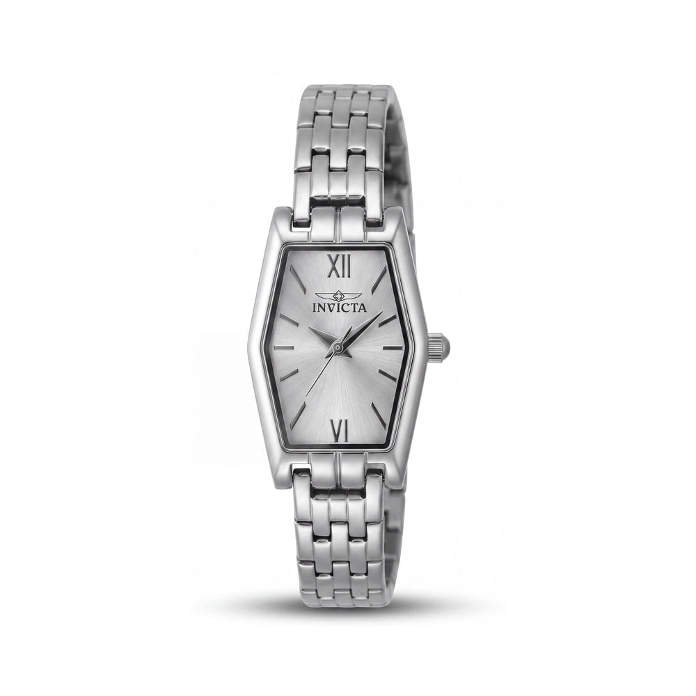 Reloj de cuarzo unisex Invicta Angel Collection 48122 con esfera plateada y caja de acero inoxidable de 20 mm