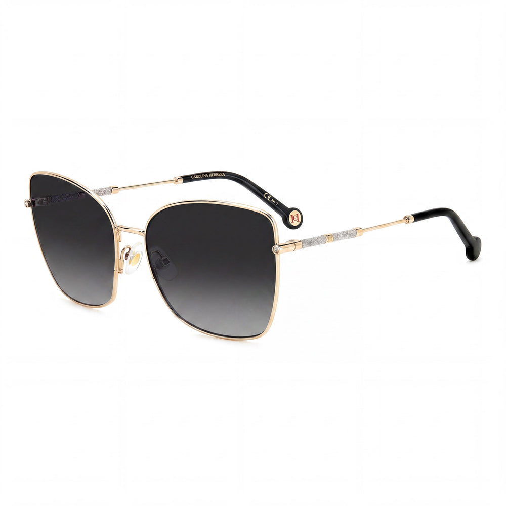 Gafas de sol Carolina Herrera Clásicas Unisex de Metal Oro Rosa Sombreadas Gris Oscuro No Polarizadas con Protección UV 59mm