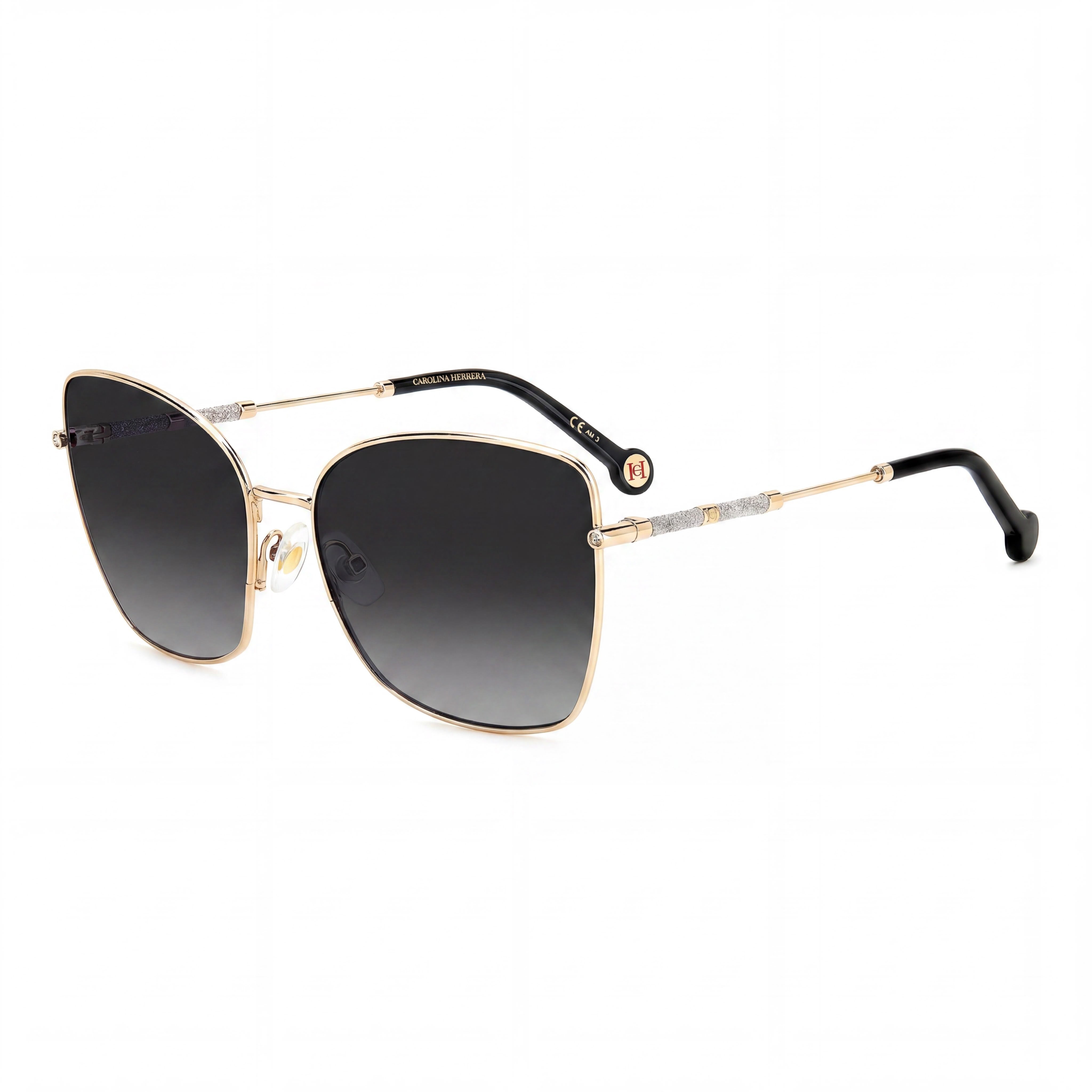 Carolina Herrera Classic Unisex Metal Rose Gold Dark Grey Shaded Non-Polarized UV Protected Sunglasses 59mm, Photo 1