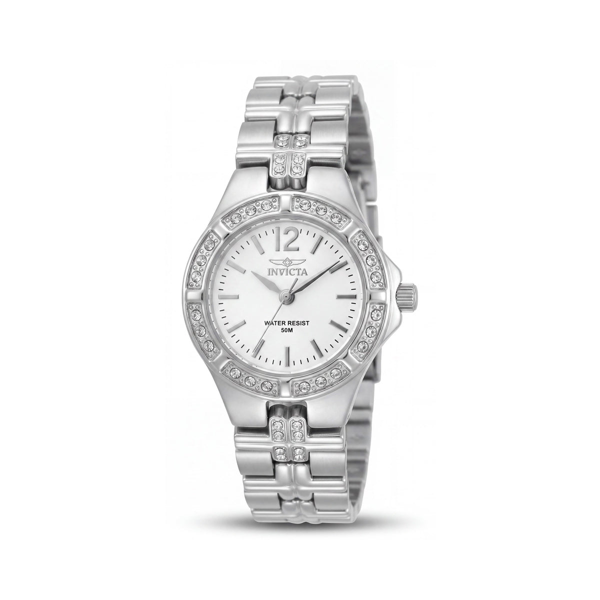 Invicta Women's Bracelet Stainless Steel Swiss Quartz Watch with Austrian Crystal Bezel, Silver/White Dial, Photo 1