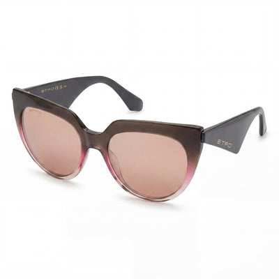 Etro Casual Women's Brown Fuchsia Acetate Sunglasses Pink Flash Silver Lenses 55-19-145