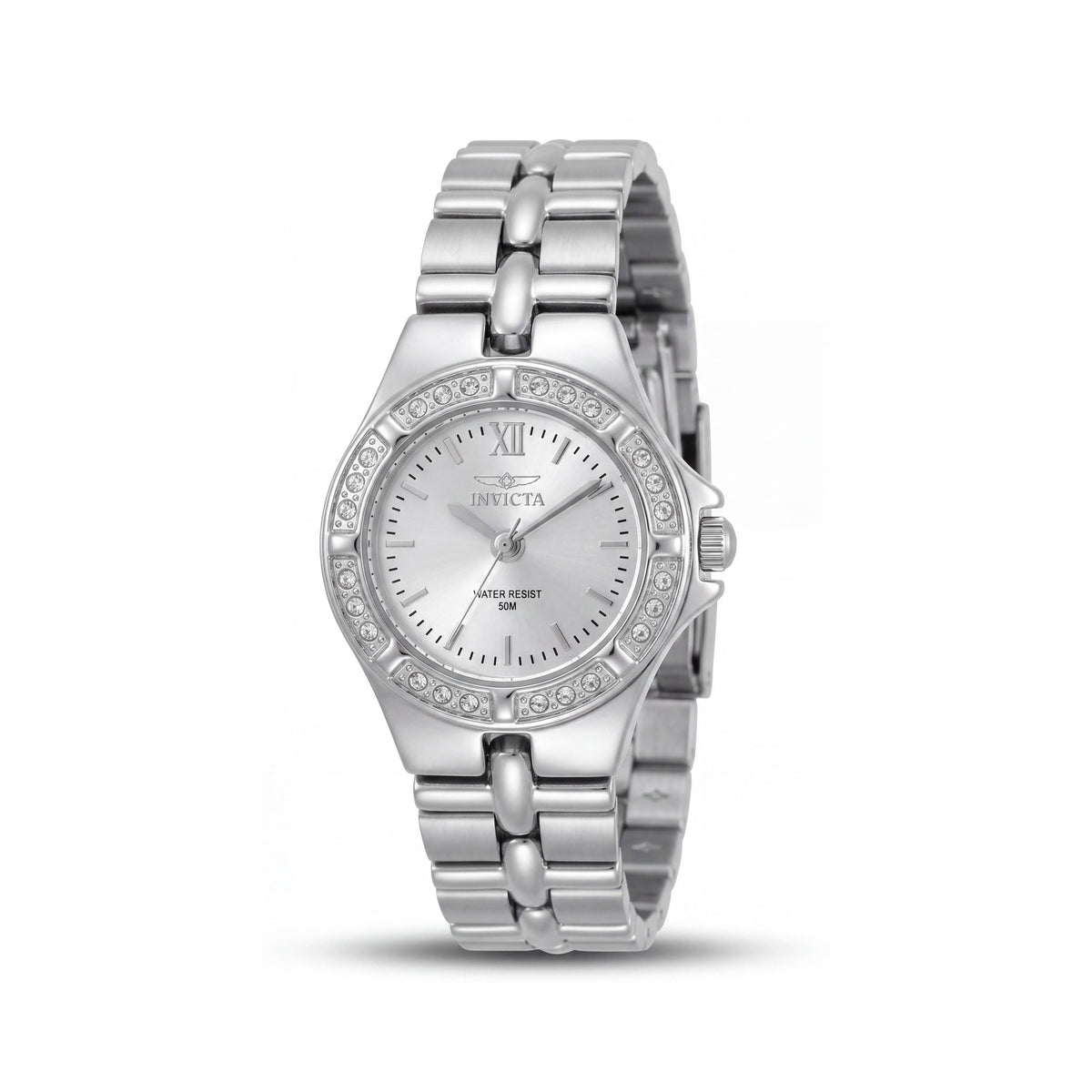 Reloj Invicta Wildflower 0135 unisex de cuarzo con correa de acero inoxidable plateado, resistente al agua, con segundero, 21mm, Photo 1