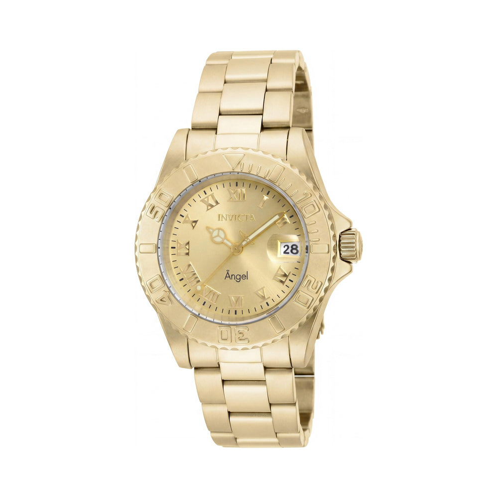 Invicta Angel 16849 Women's Quartz Stainless Steel Gold Dial Watch 40mm 200m Water Resistant