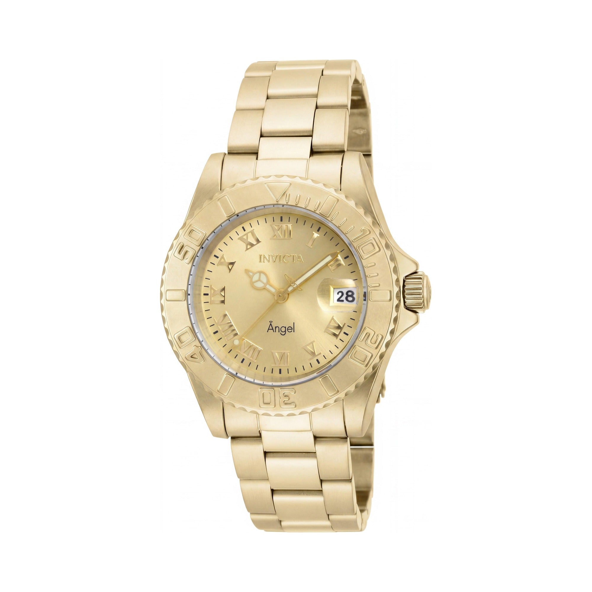 Invicta Angel 16849 Reloj de cuarzo de acero inoxidable con esfera dorada para mujer 40mm Resistente al agua 200m, Photo 1