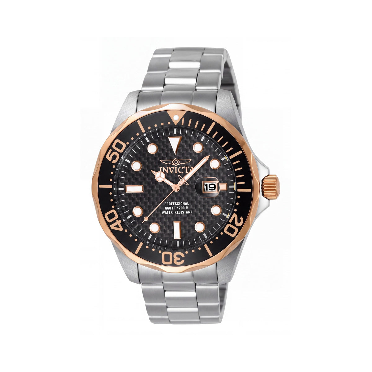 Invicta Men's Diver Quartz Movement Glow In The Dark Black Rose Stainless Steel 47mm Watch, Photo 1