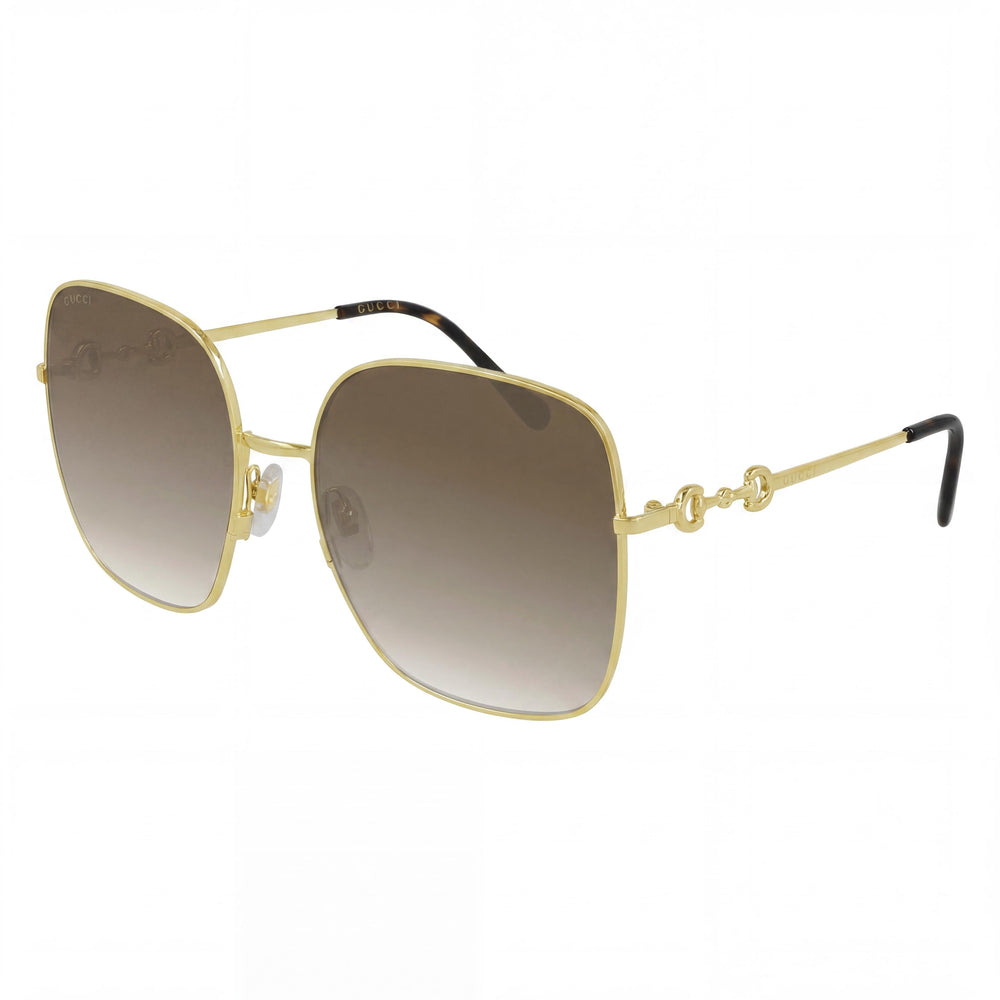 Gucci Gg0879s Women's Gold Brown Acetate Square Brown Gradient UV Protection Sunglasses Lens 61mm Bridge 18mm
