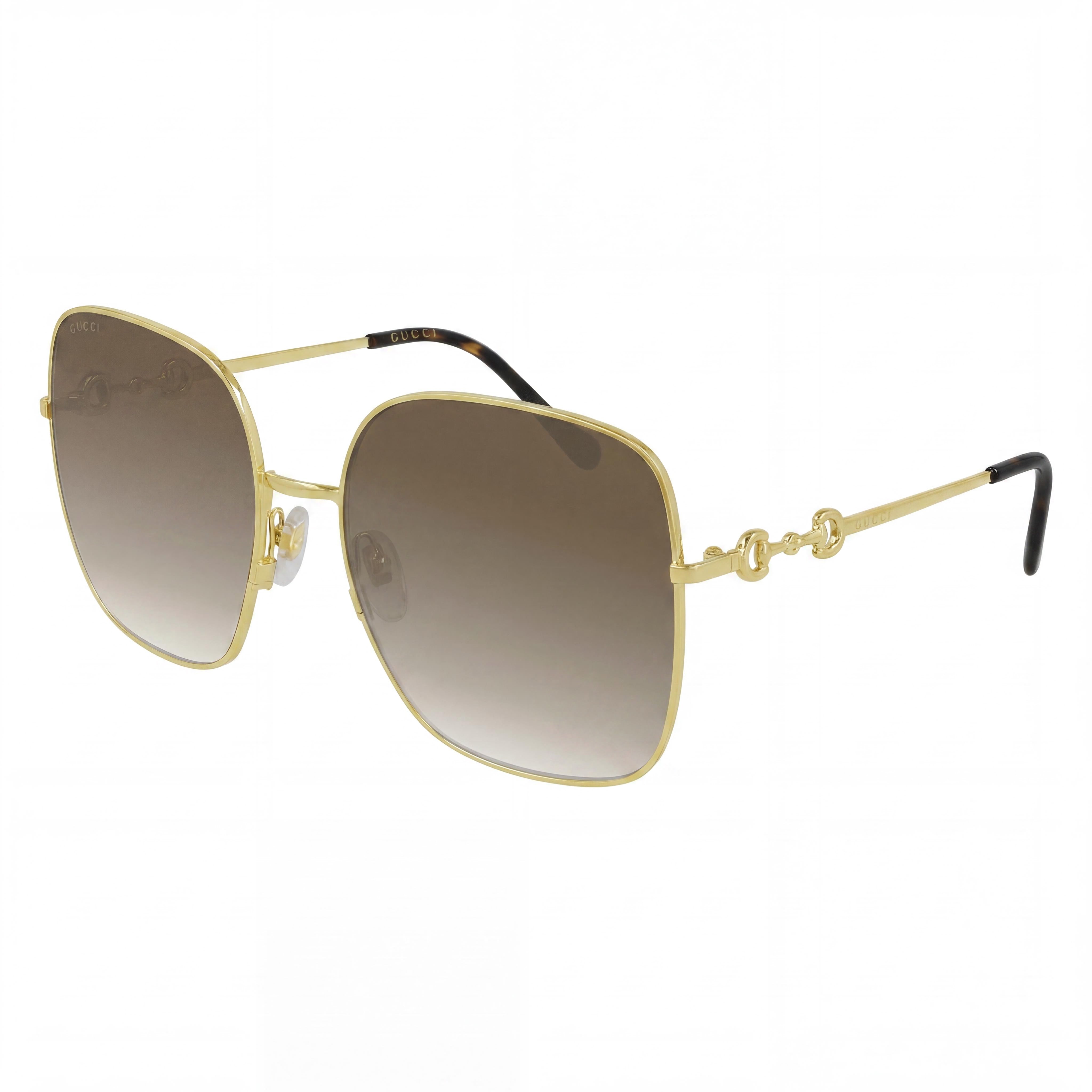 Gucci Gg0879s Women's Gold Brown Acetate Square Brown Gradient UV Protection Sunglasses Lens 61mm Bridge 18mm, Photo 1