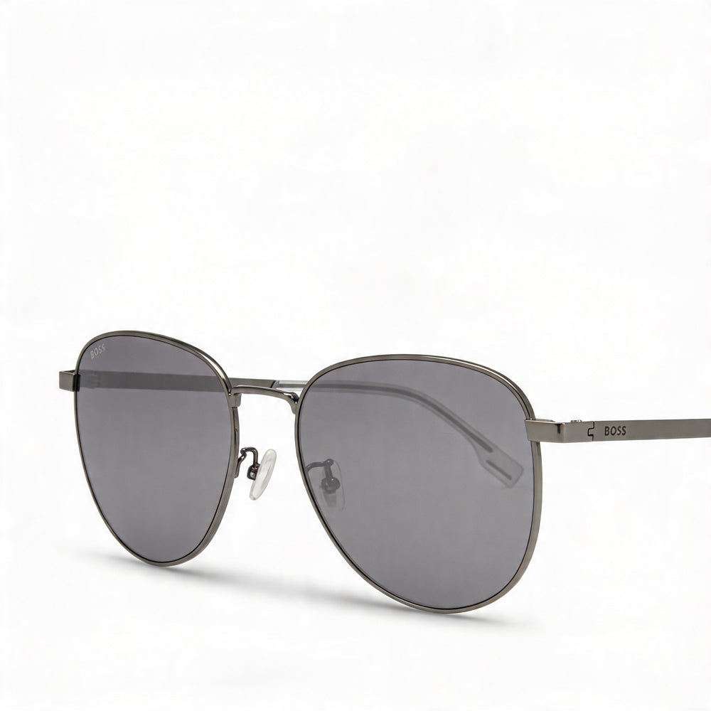 Hugo Boss Modern Unisex Silver Mirror Ruthenium Stainless Steel Sunglasses with UV Protection, 57mm
