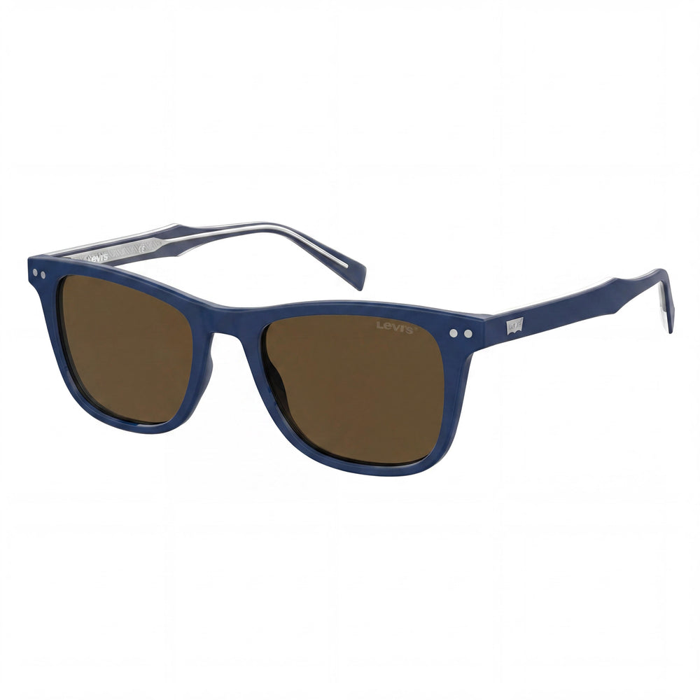 Gafas de sol cuadradas Levi's 5016/S para hombre, montura de plástico azul y marrón, 100 % protección UV, 52 mm