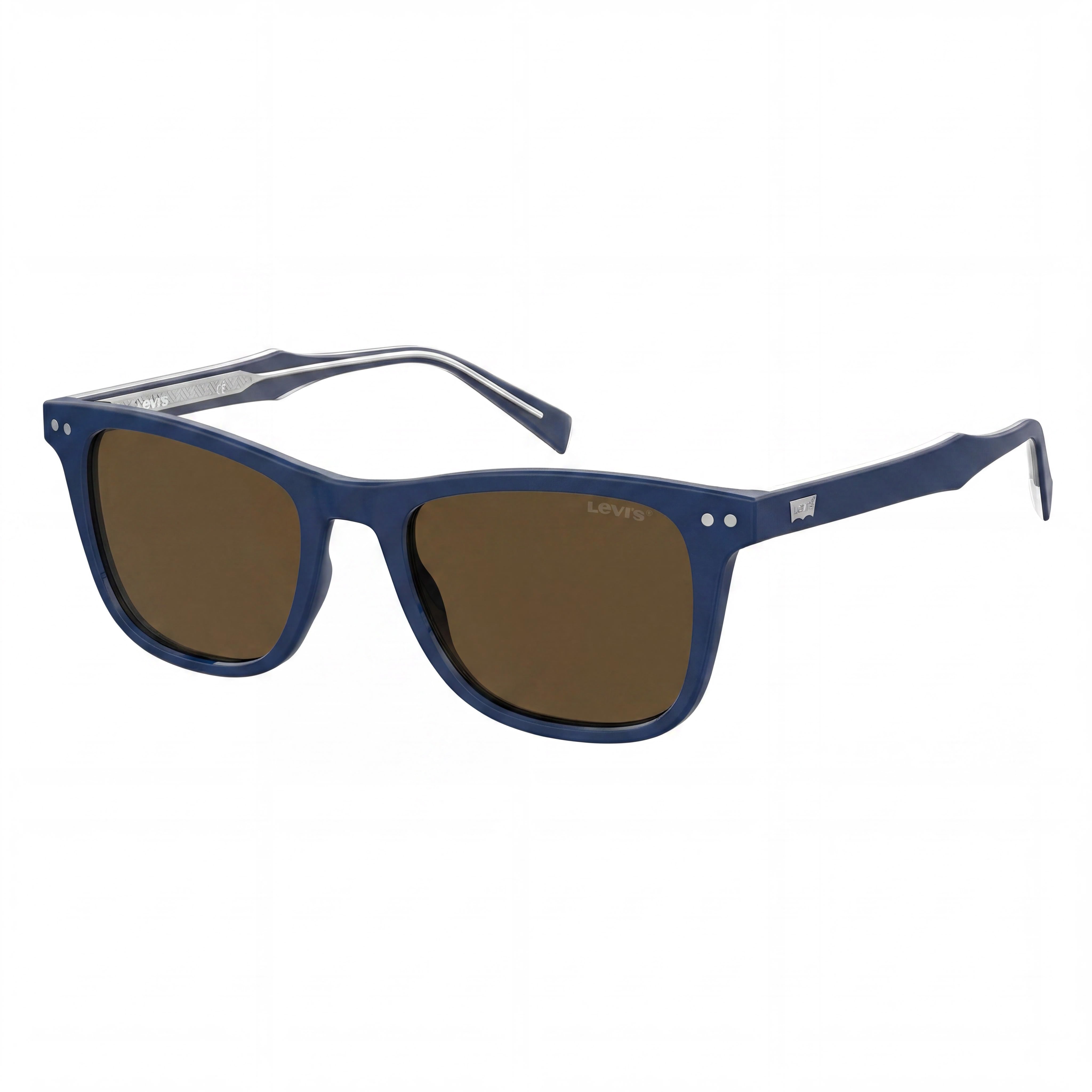 Gafas de sol cuadradas Levi's 5016/S para hombre, montura de plástico azul y marrón, 100 % protección UV, 52 mm, Photo 1