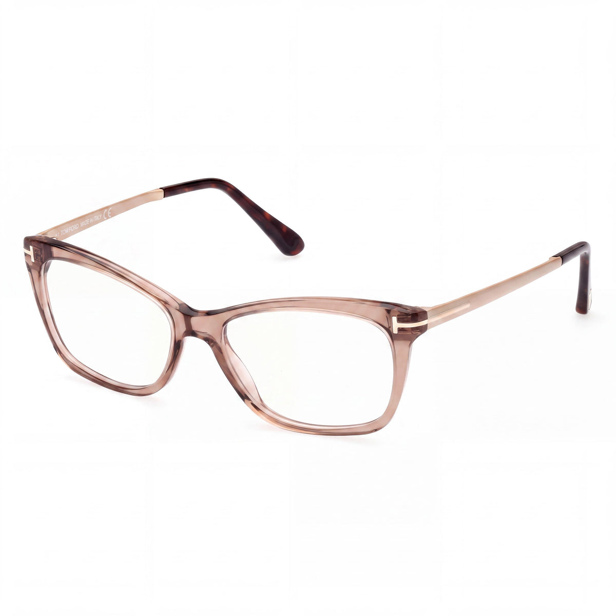 Gafas de plástico Tom Ford Ft5353 para hombre, color champán transparente brillante, dorado pálido mate, 54 mm, Photo 1