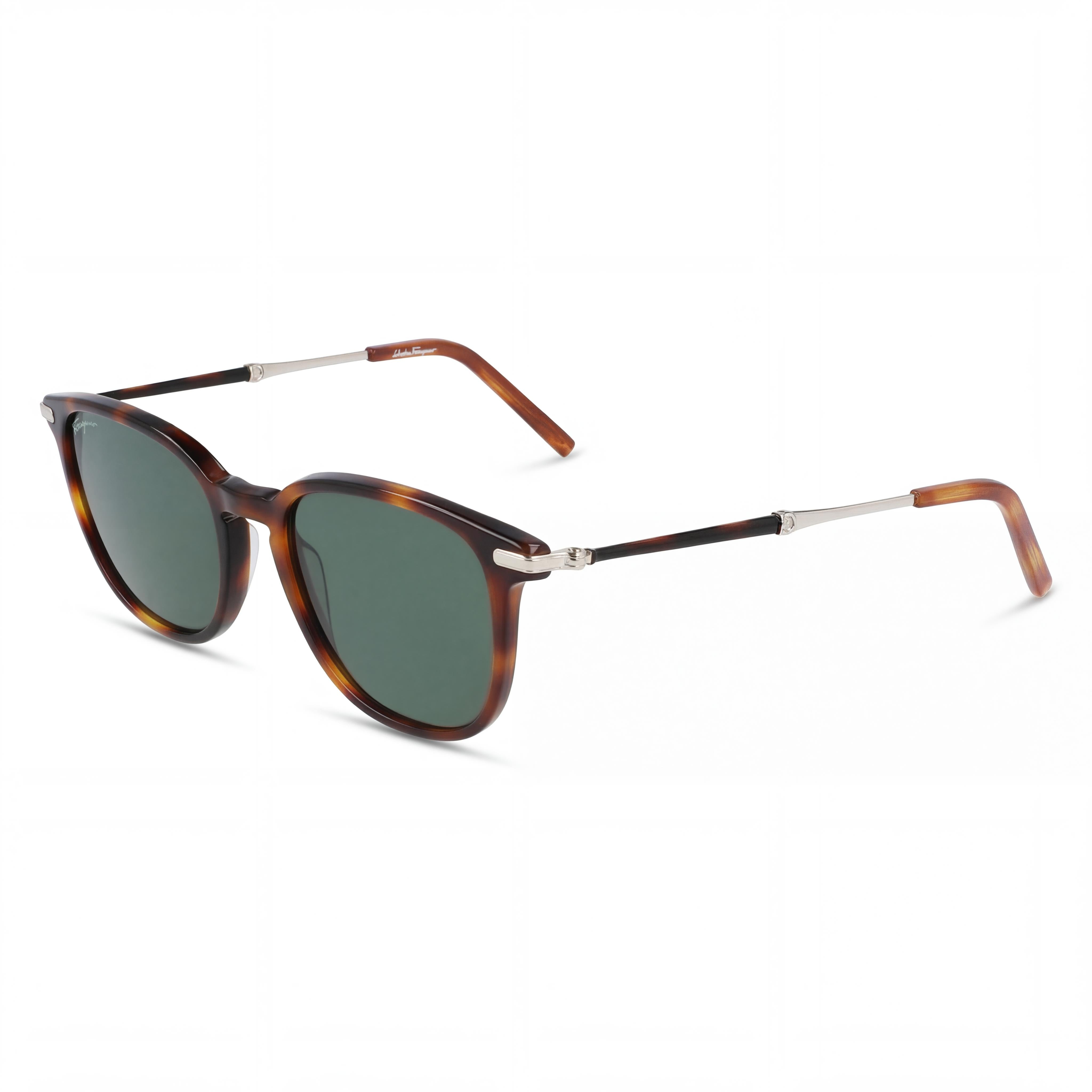 Salvatore Ferragamo SF 1015S Unisex Contemporary Acetate Tortoiseshell Frame Green Lens Sunglasses 52mm, Photo 1