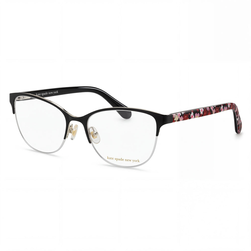 Gafas de sol Kate Spade New York Adalina para mujer, de acero aleado, semi-sin montura, estilo ojo de gato, color negro y dorado, 53 mm