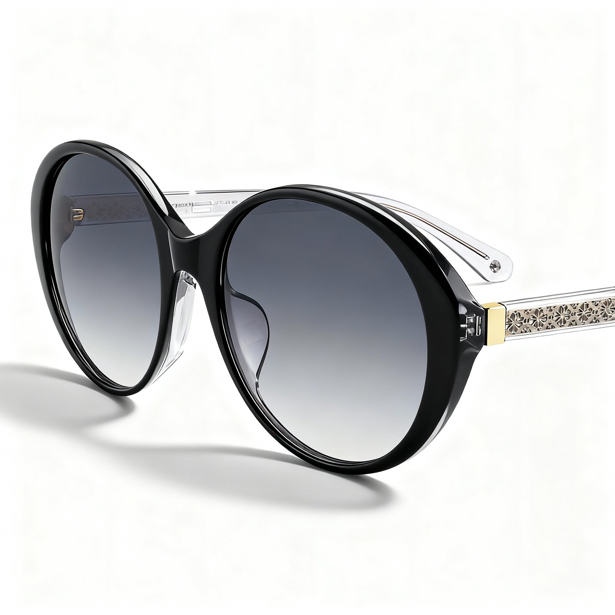 kate spade new york ODETTA Women's Black Acetate Round Sunglasses with Grey Gradient Lenses 100% UV Protection 58-19-140