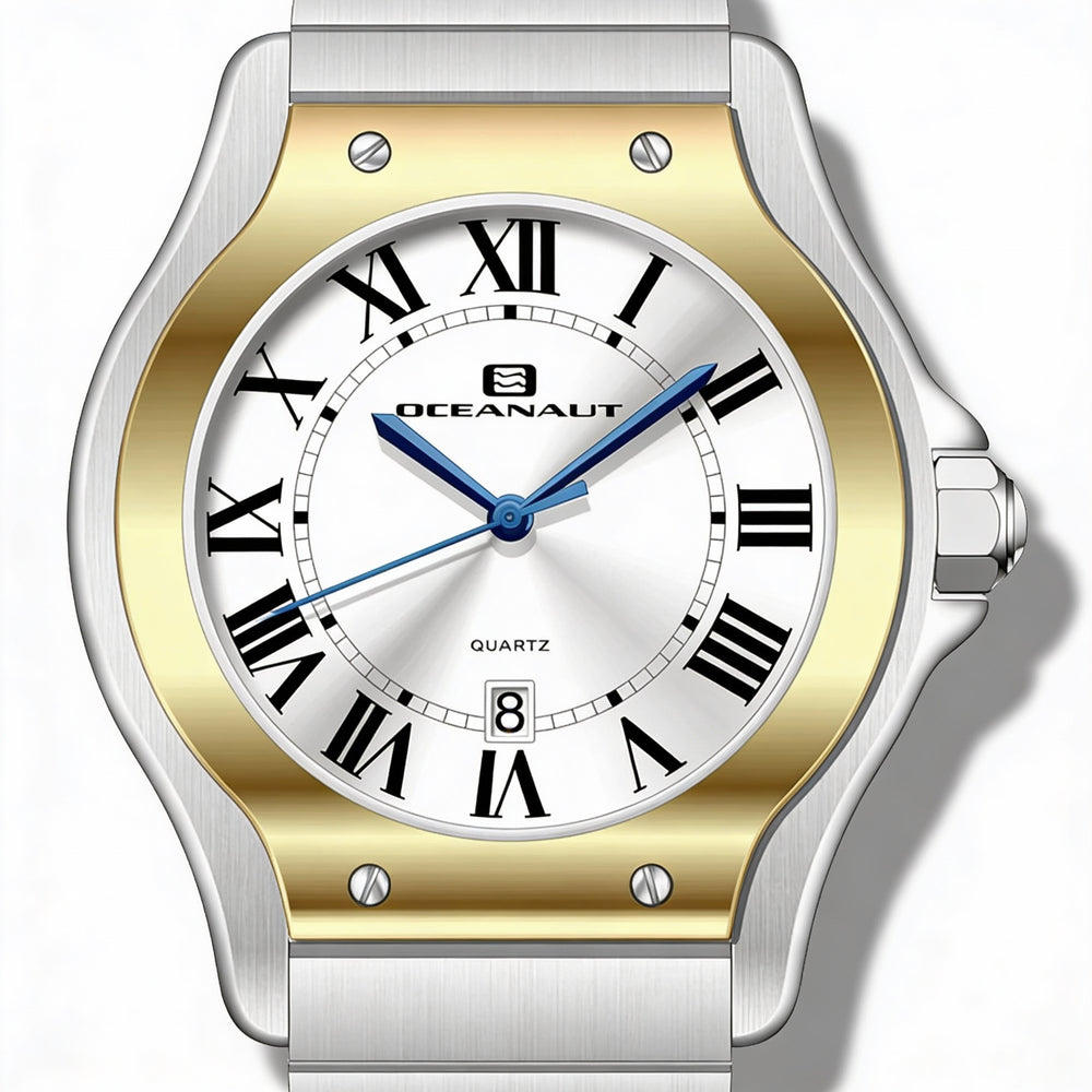 Oceanaut Quartz Movement Men's Silver Stainless Steel Case & Bracelet Watch with Silver Dial, Water Resistant