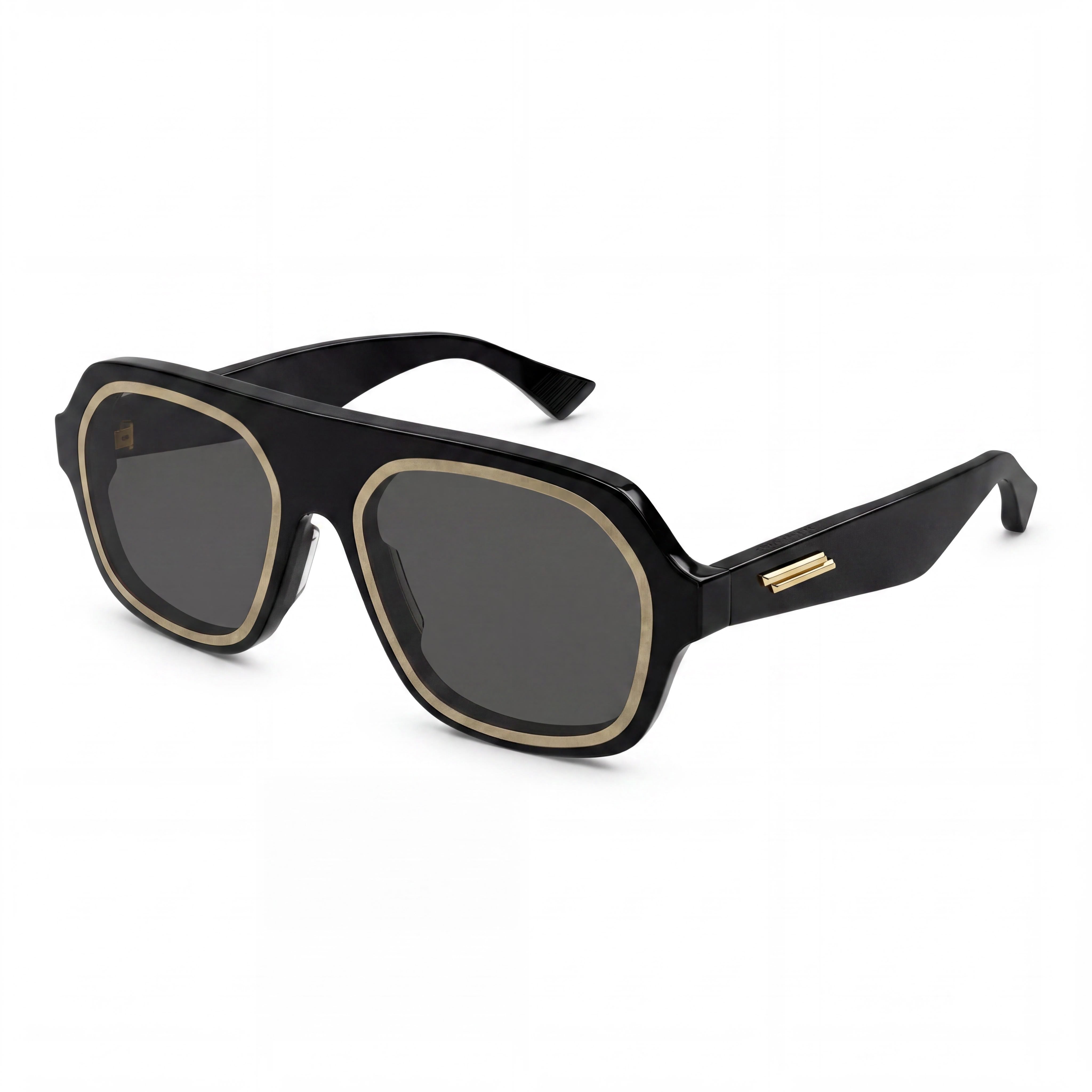 Bottega Veneta Men's Black Acetate Frame Sunglasses with Grey Non-Polarized Lenses and 100% UV Protection, Photo 1