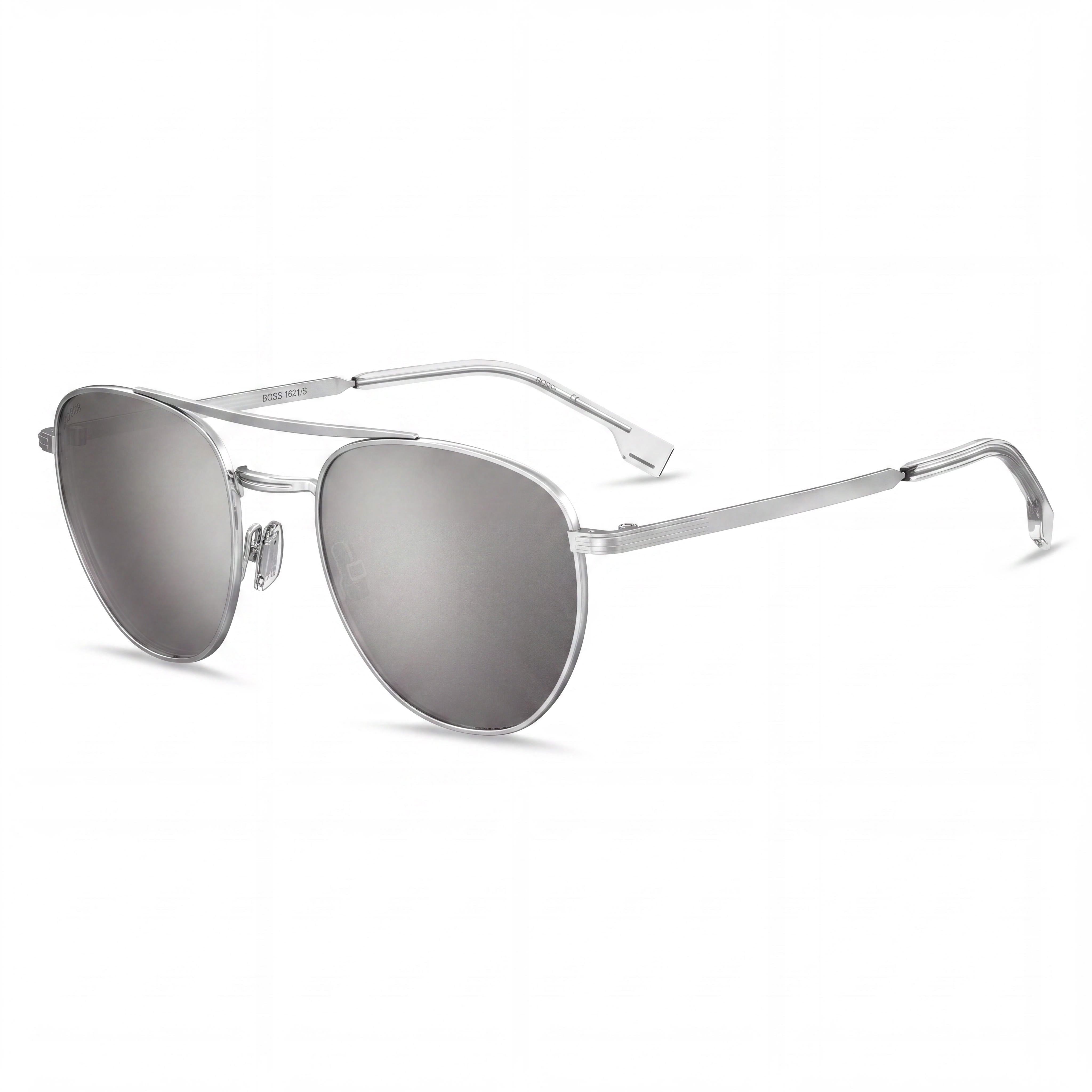 Hugo Boss 206808 Casual Men's Palladium Stainless Steel UV Protected Sunglasses with Silver Mirror Lenses 53mm, Photo 1