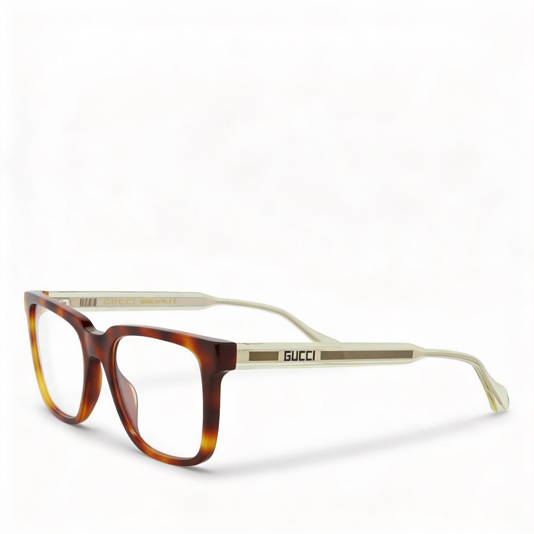 Gucci GG0560O Men's Full Rim Square Acetate Eyeglasses 55-20-145mm in Havana Crystal Transparent, Photo 1
