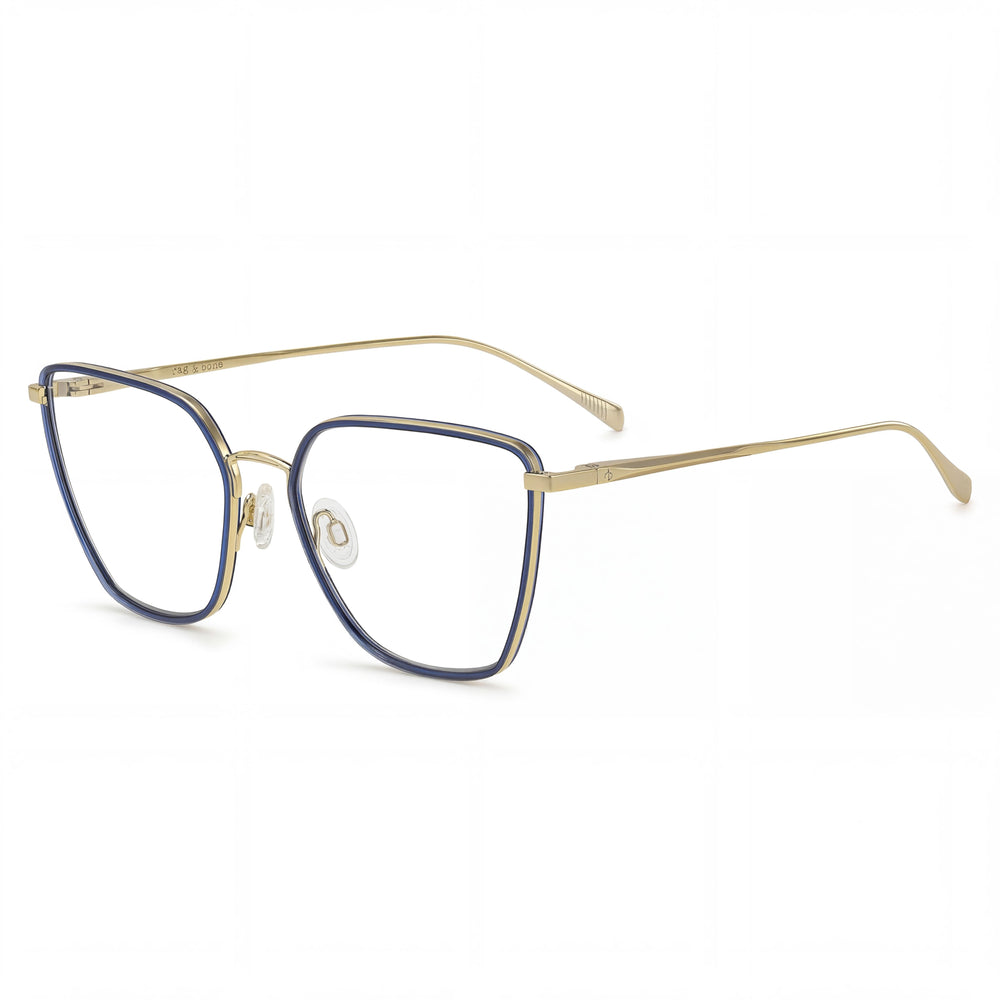 Gafas Rag & Bone Rnb3028 de acero inoxidable azul dorado para mujer, 55 mm