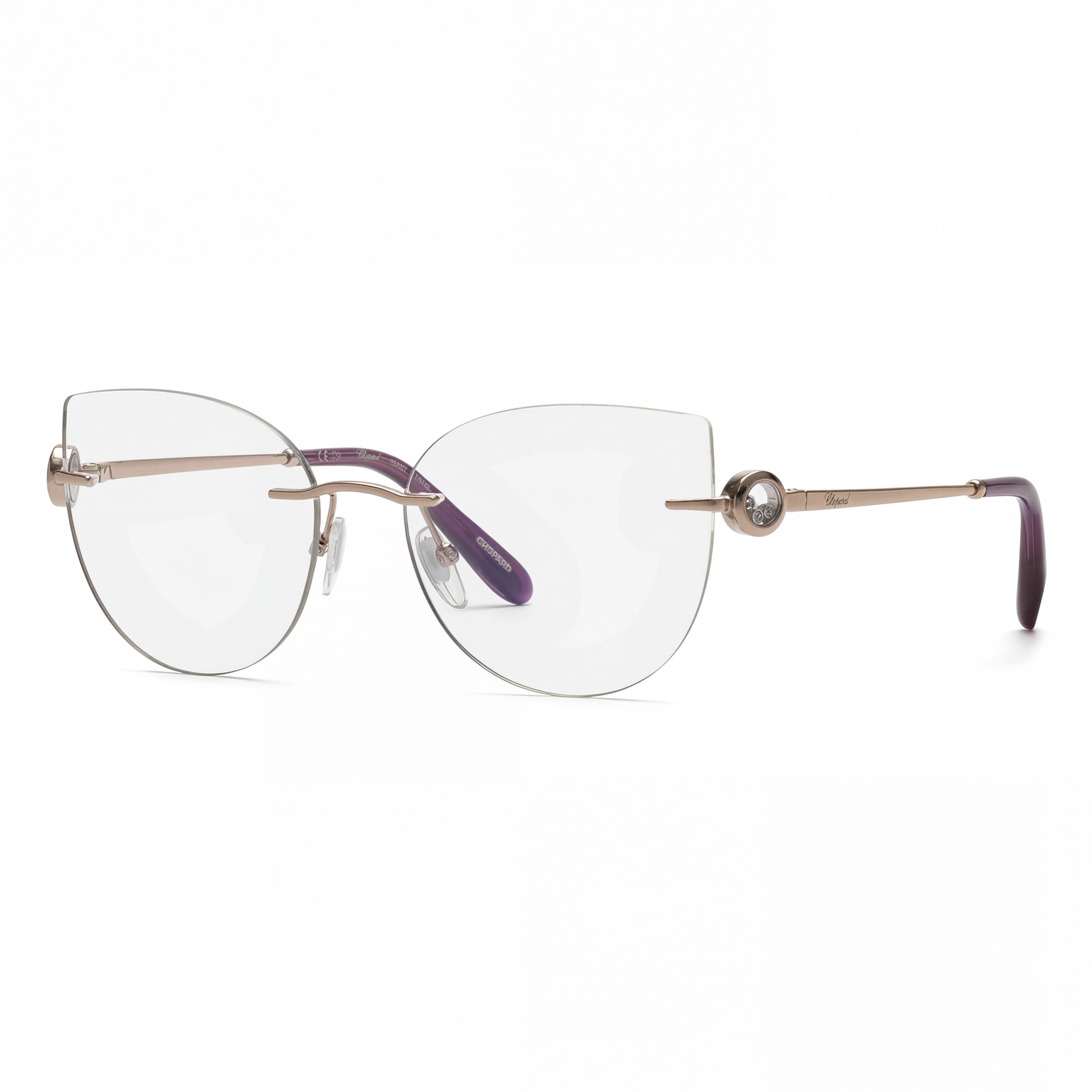 Chopard Casual Collection Women's Metal Eyeglasses featuring a Palladium Frame, 55mm Lens Width, Photo 1