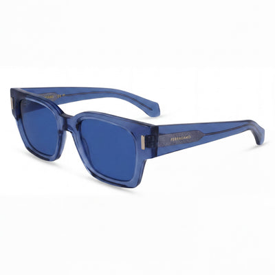Salvatore Ferragamo Sf2010s Unisex Transparent Blue Acetate Frame with Blue Non-Polarized UV Protected Lenses 52mm