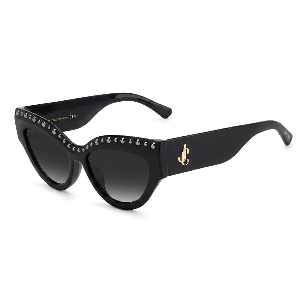 JIMMY CHOO Sonja/G/S Women's Sunglasses with Black Acetate Frame and UV Protected Black Lenses 55mm