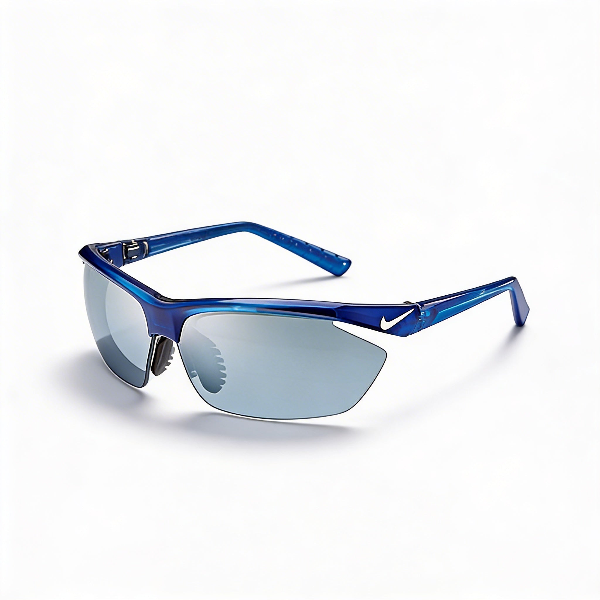 Gafas de sol de competición Wayfarer de Nike para mujer con montura de plástico azul, lentes azules y protección UV, Photo 1