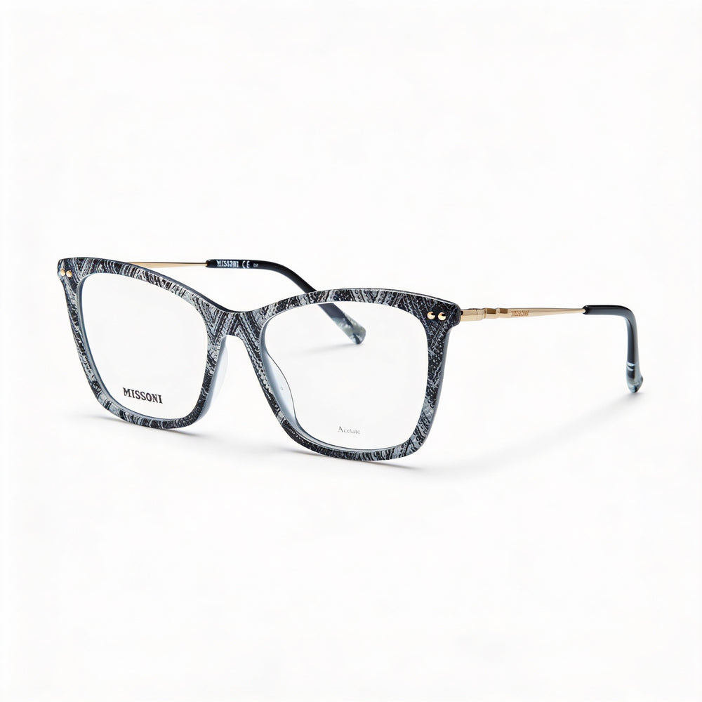 Gafas Missoni Modern para mujer con montura de acetato, diseño en blanco y negro, ancho de lente de 53 mm
