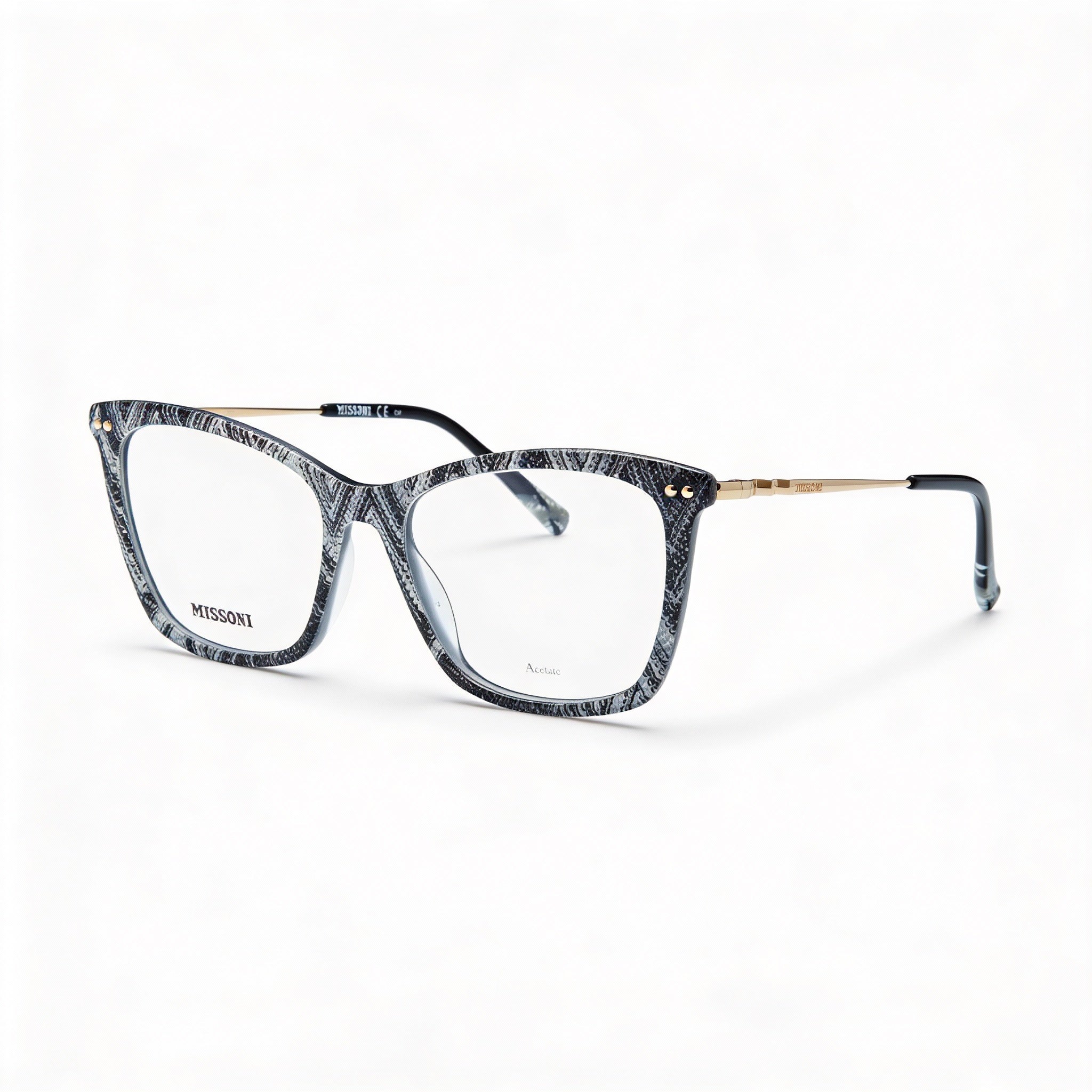 Missoni Modern Women's Acetate Frame Eyewear, White/Black Pattern Frame and Lens, 53mm Lens Width, Photo 1